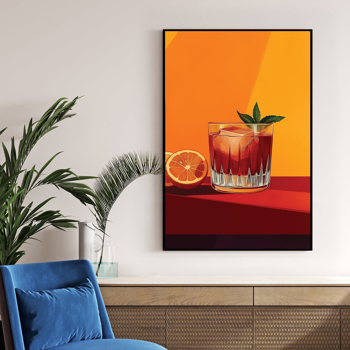 colourful cocktail and orange slices wall art