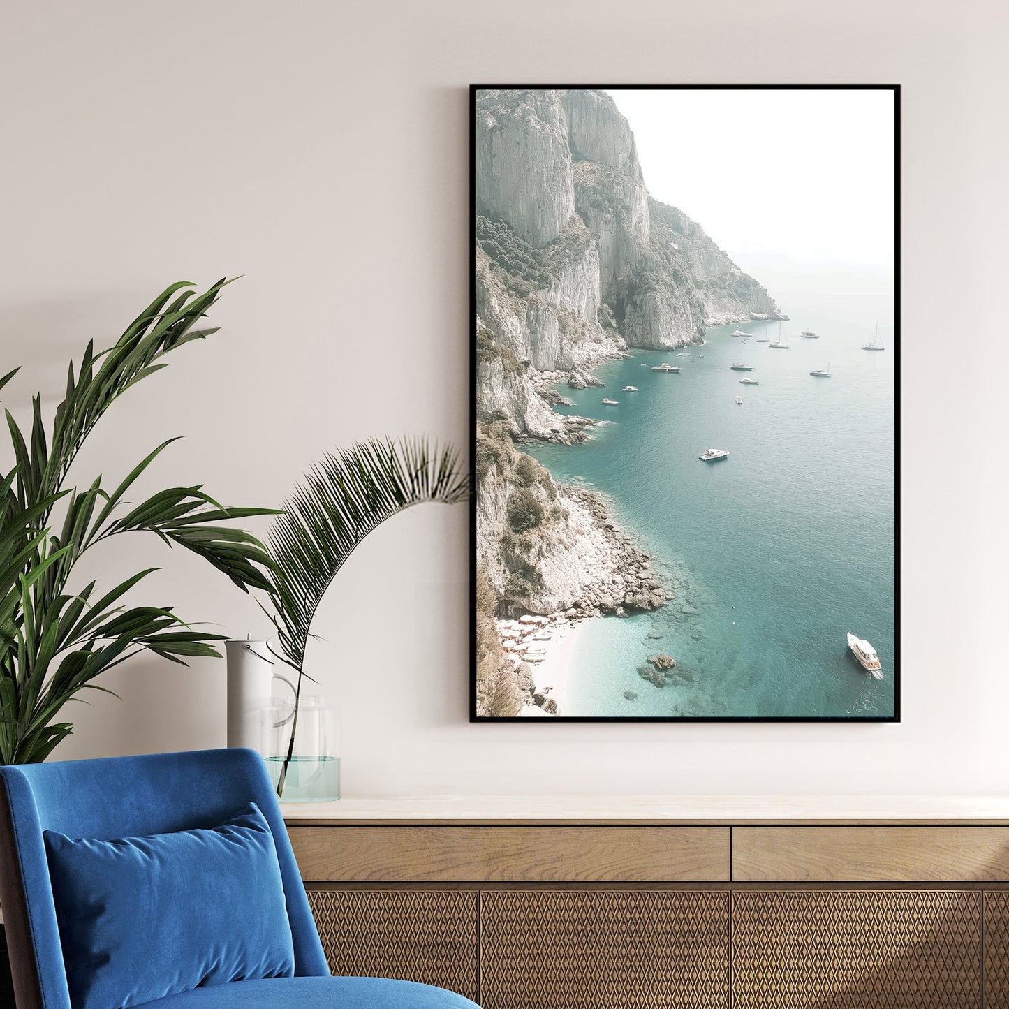 Capri coastline and boats wall art