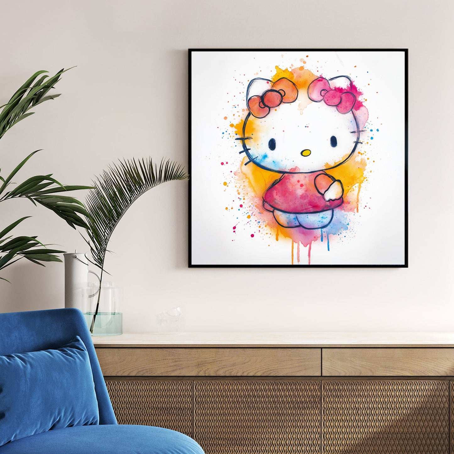 hello kitty colourful wall art