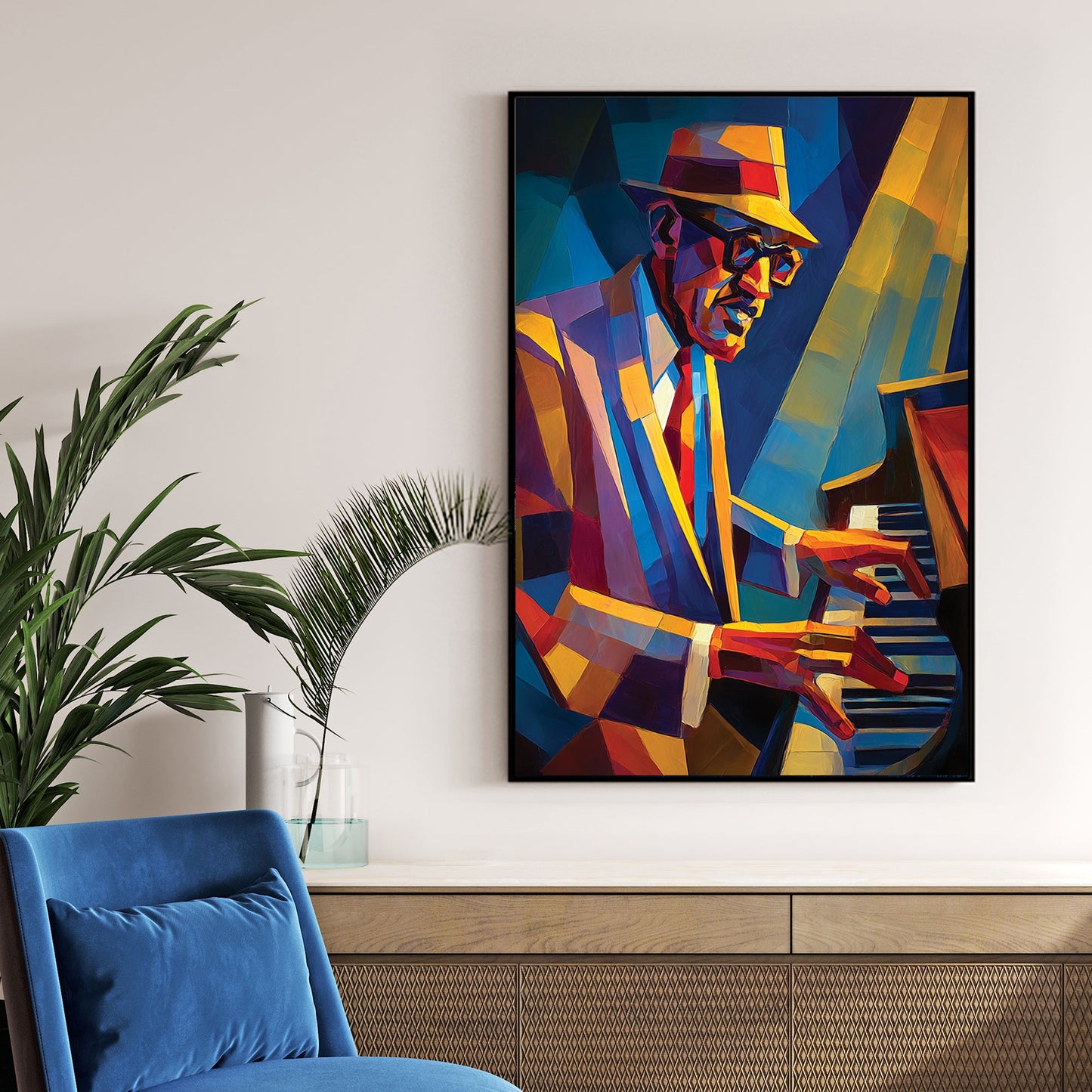 jazz pianist colourful wall art
