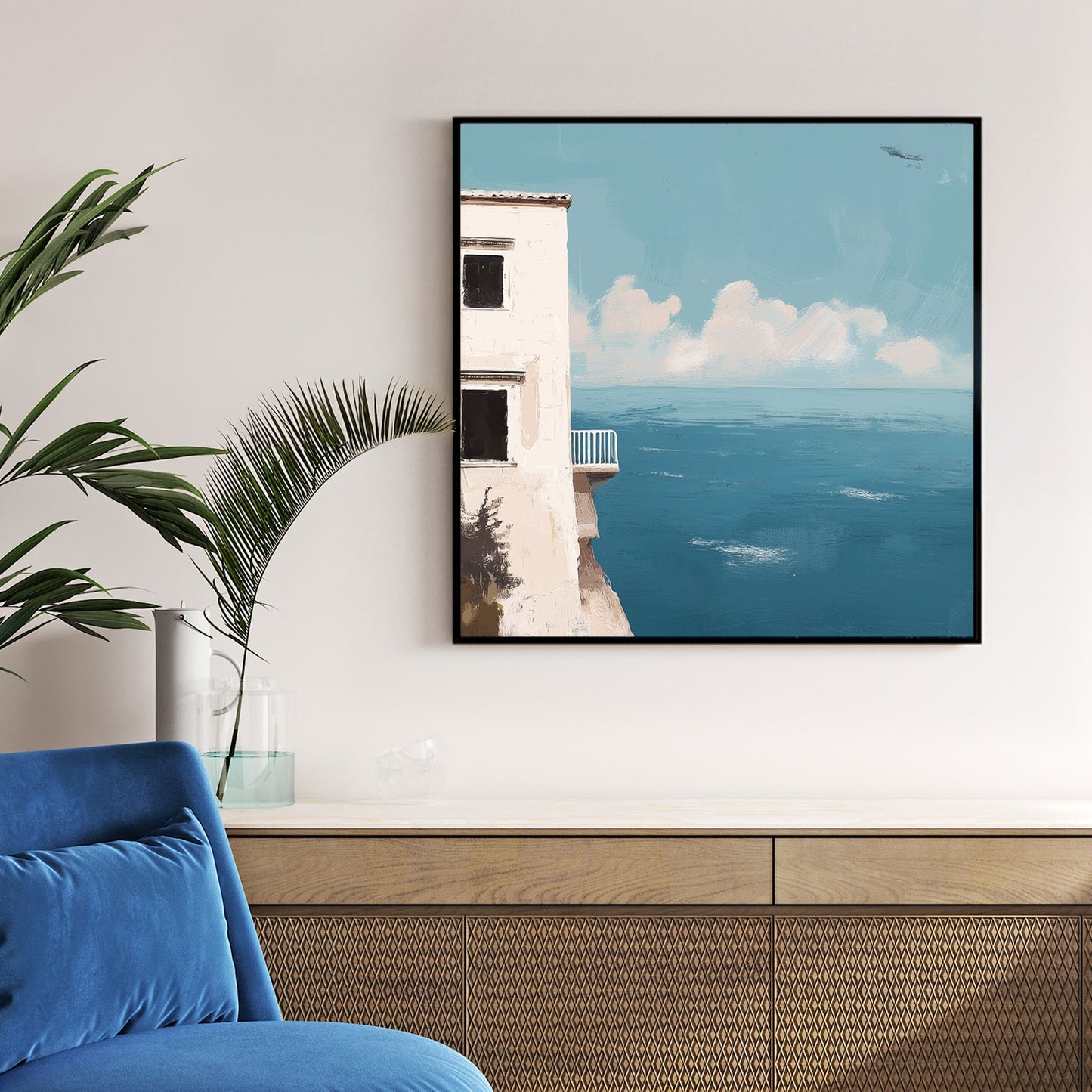 balcony overlooking ocean wall art