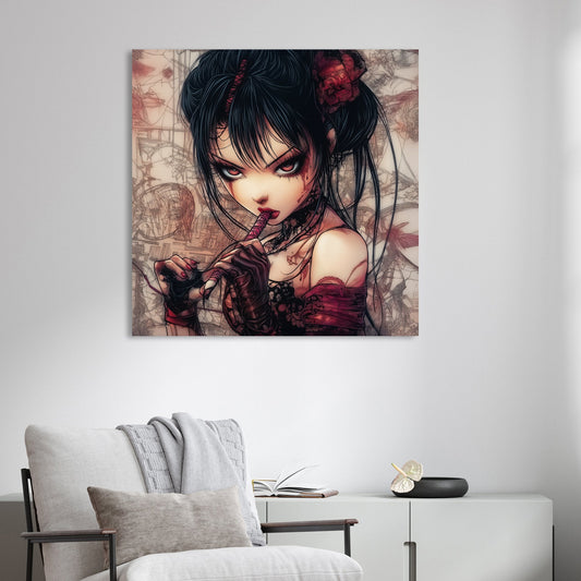 gothic anime girl red eyes wall art
