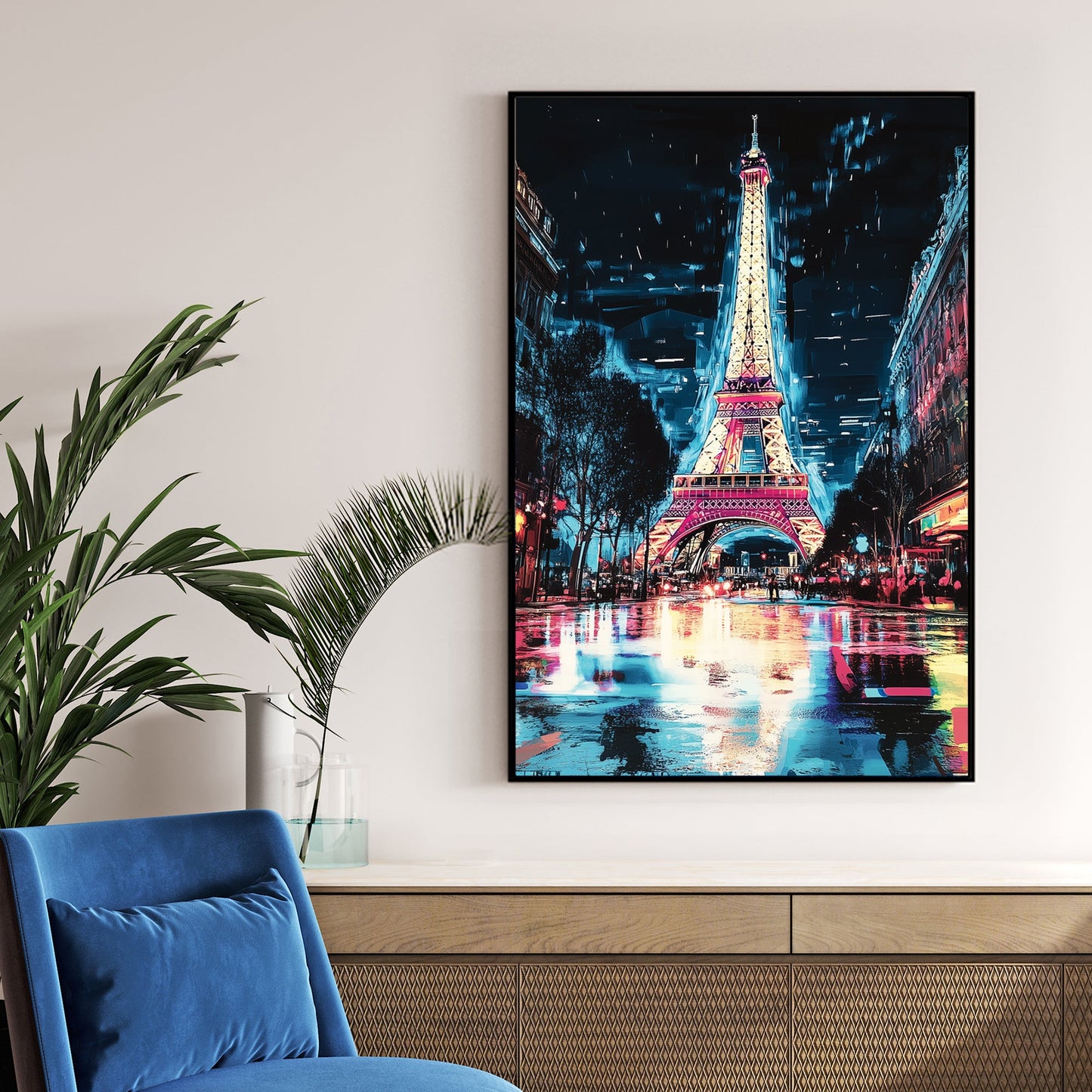neon paris eiffel tower wall art