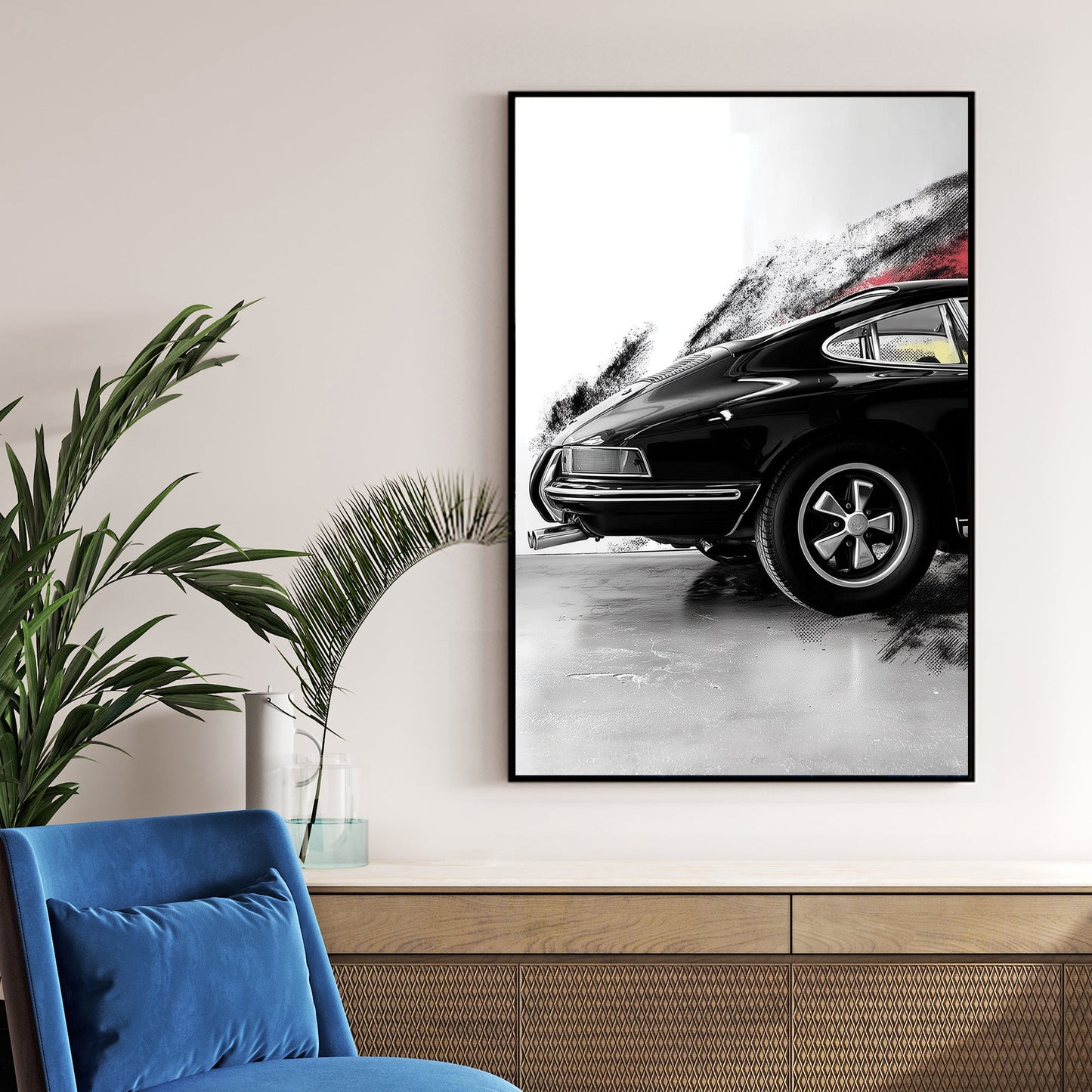 black porsche 911 wall art