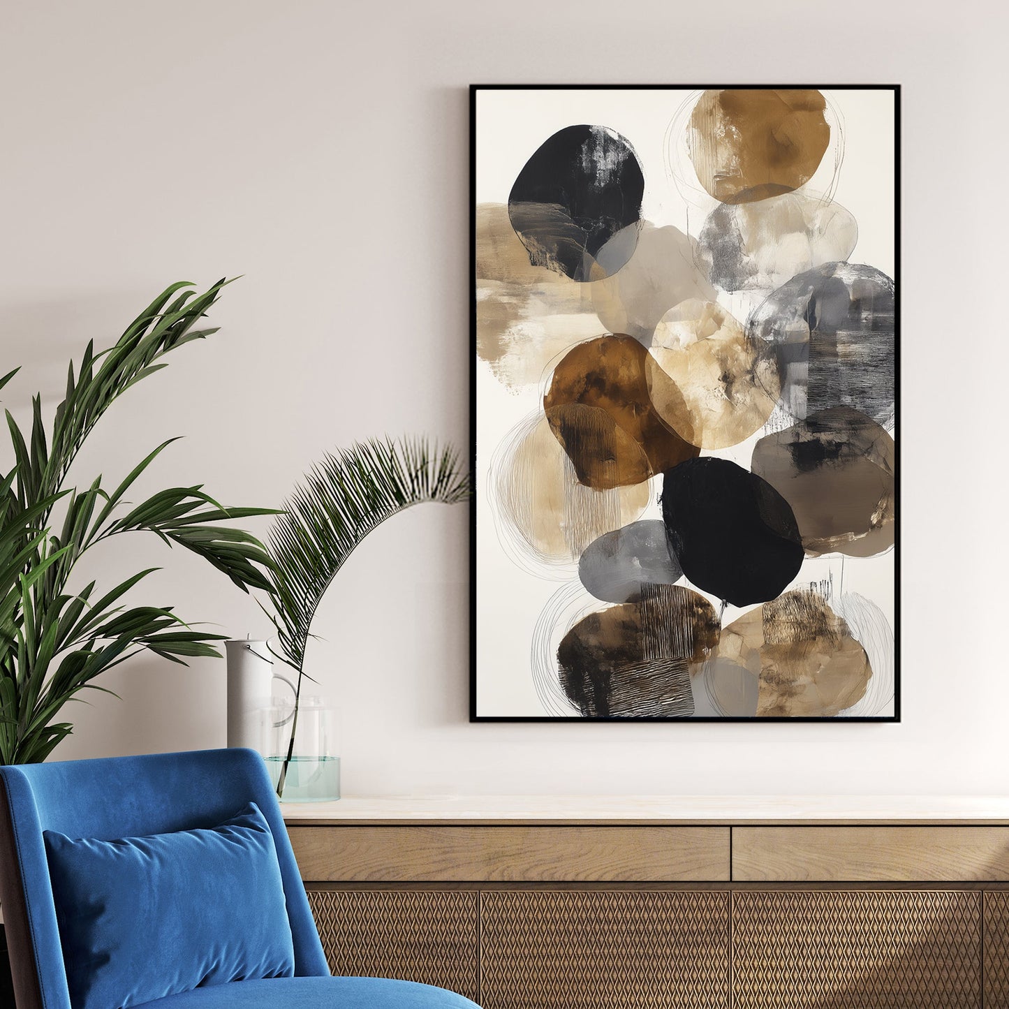 abstract neutral circles wall art