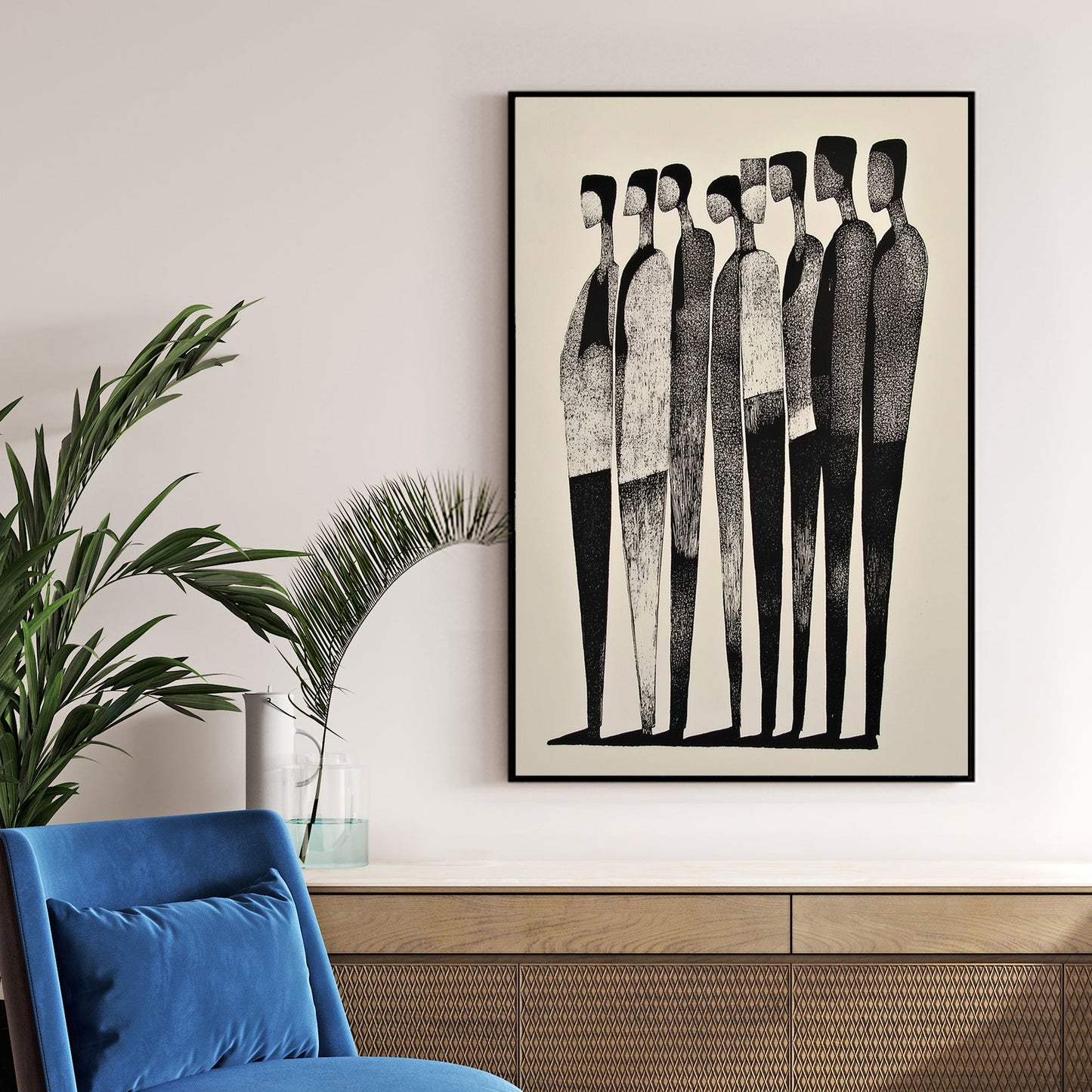 minimalist faceless silhouettes wall art