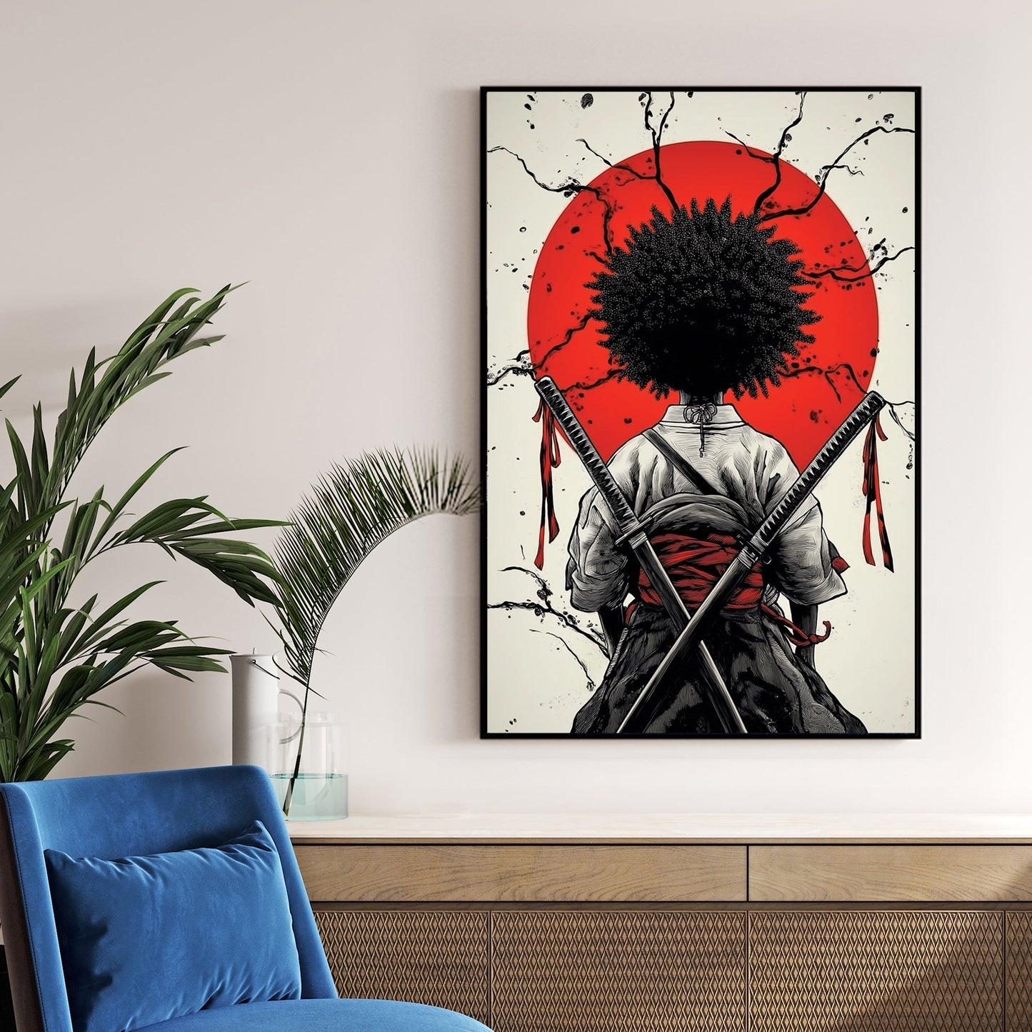 afro samurai japanese warrior wall art
