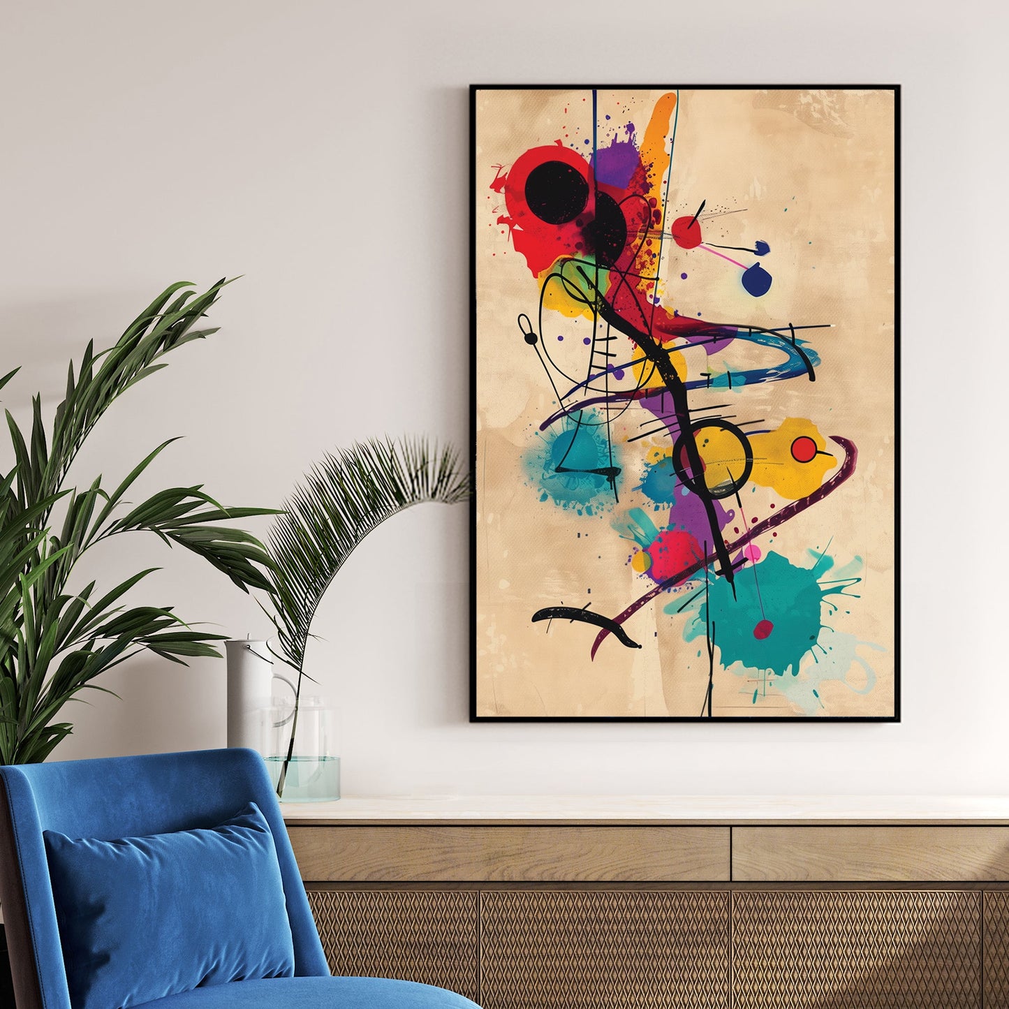 abstract colourful splatter wall art