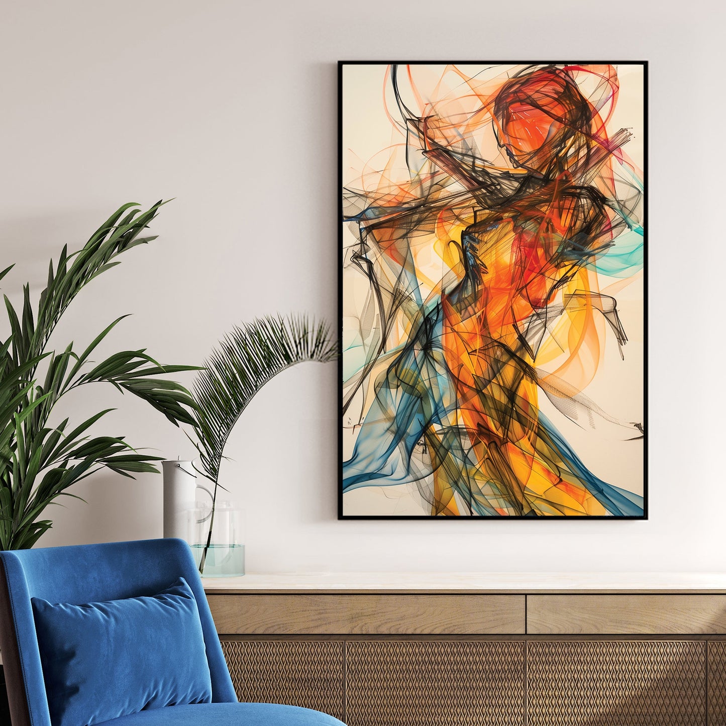 abstract dancing figure wall art
