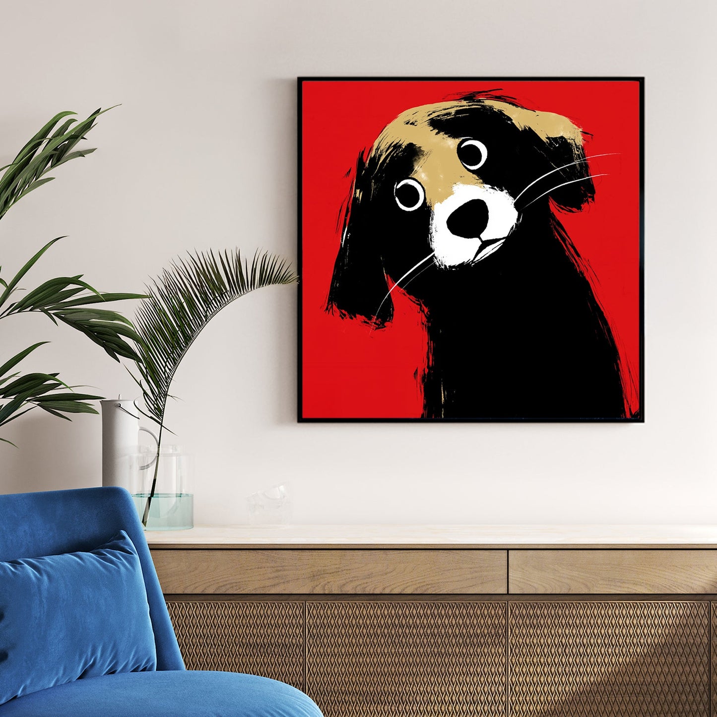 playful dog illustration wall art