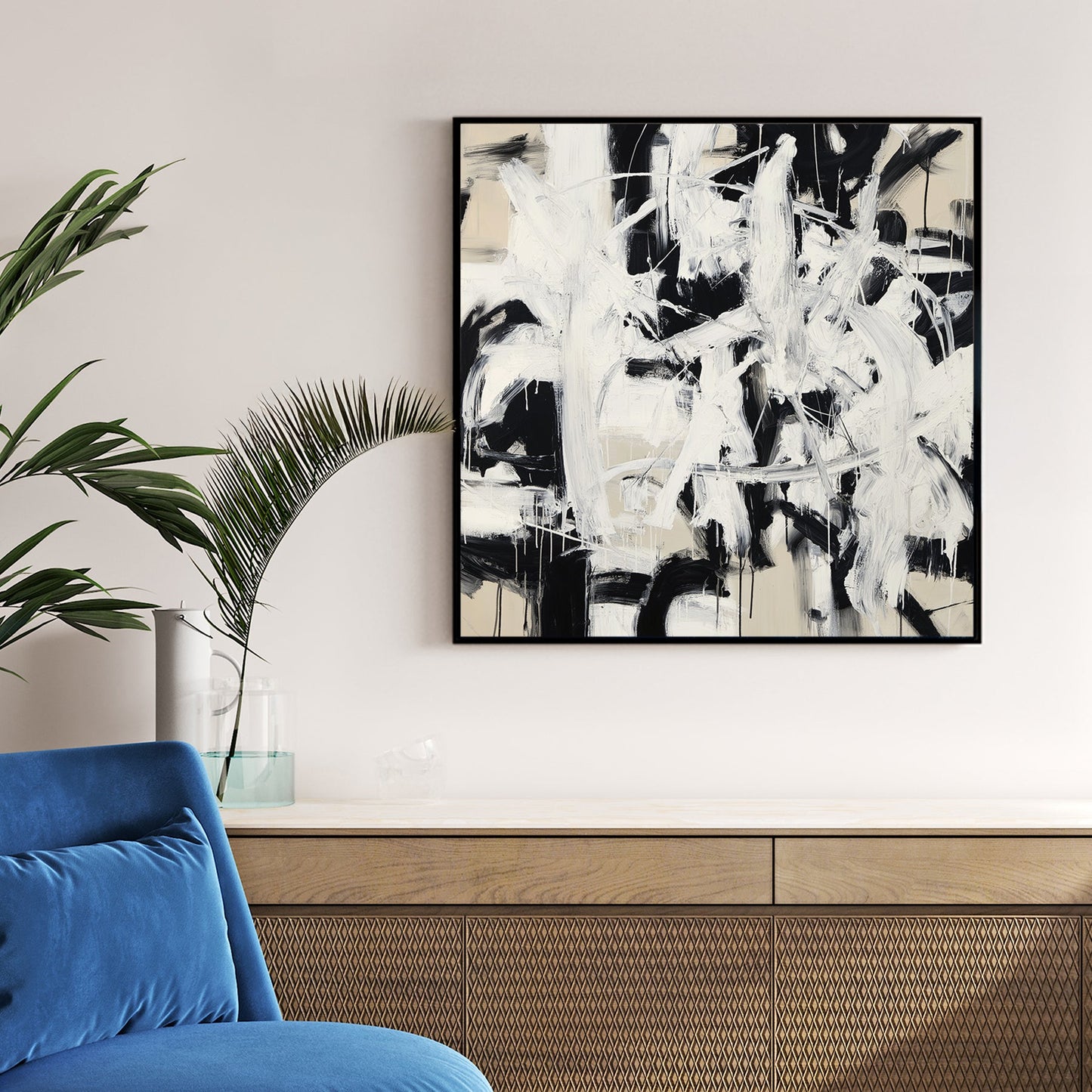 abstract monochrome black and white wall art