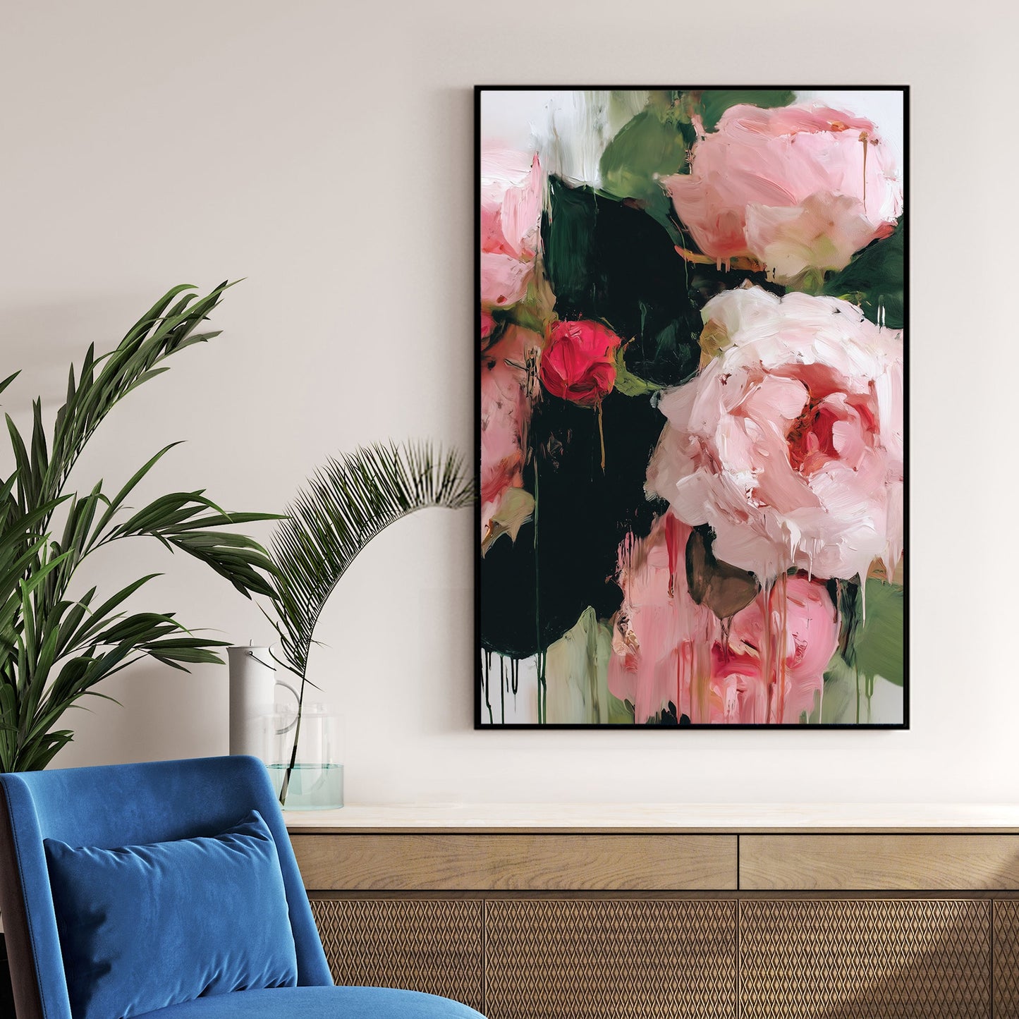 pink roses abstract wall art