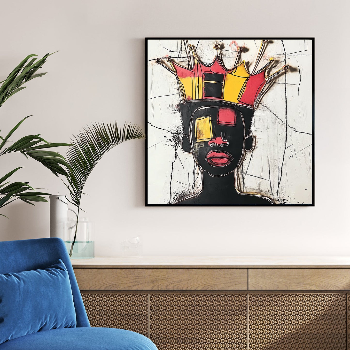 crowned abstract portrait wall art