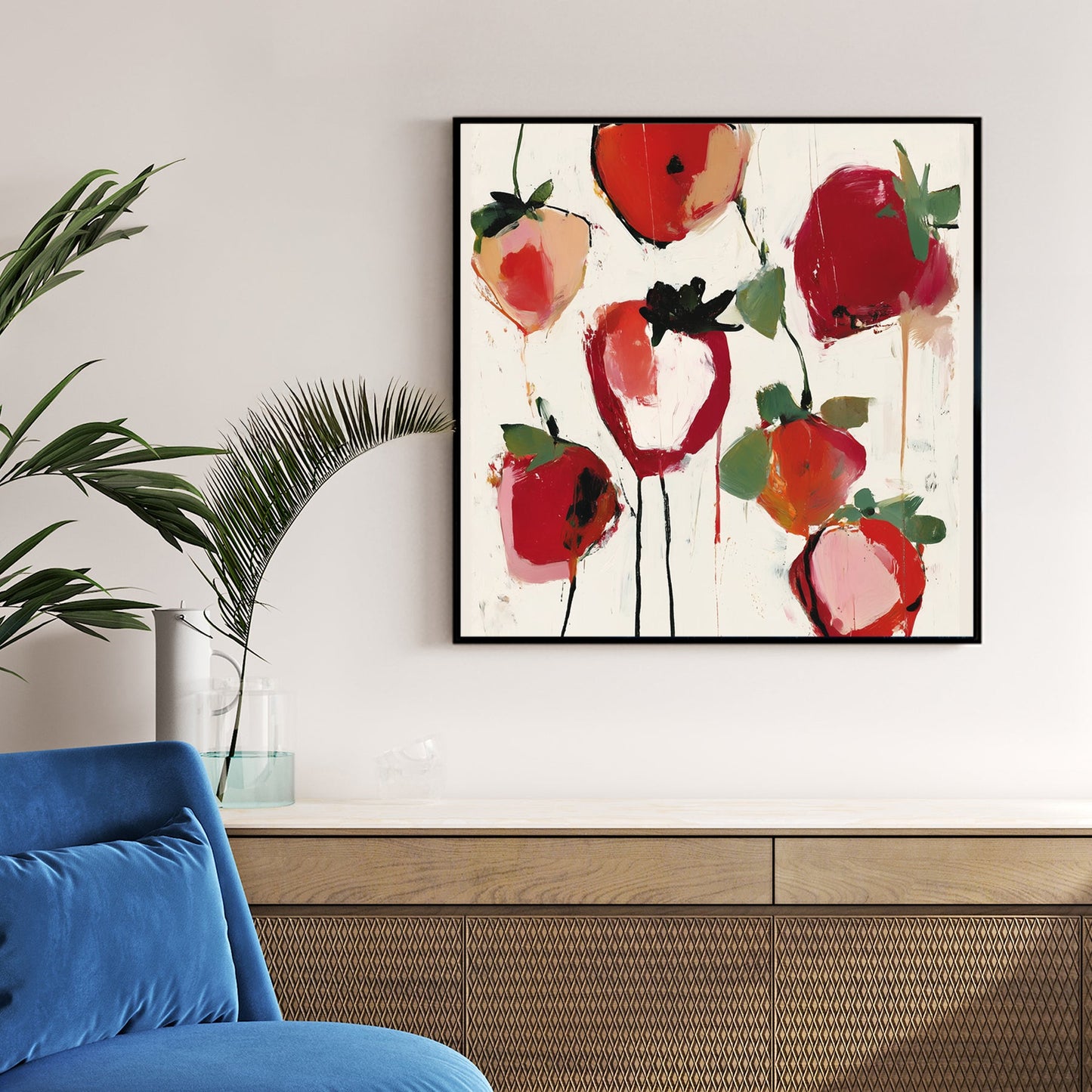 vibrant strawberry wall art