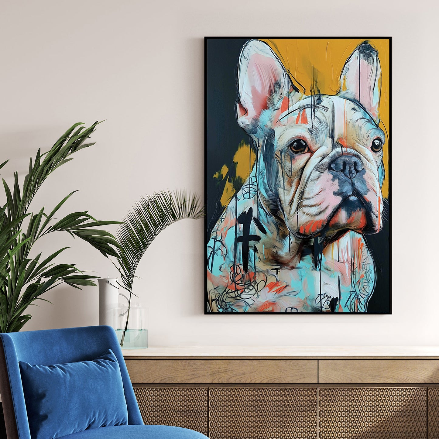 graffiti style french bulldog wall art