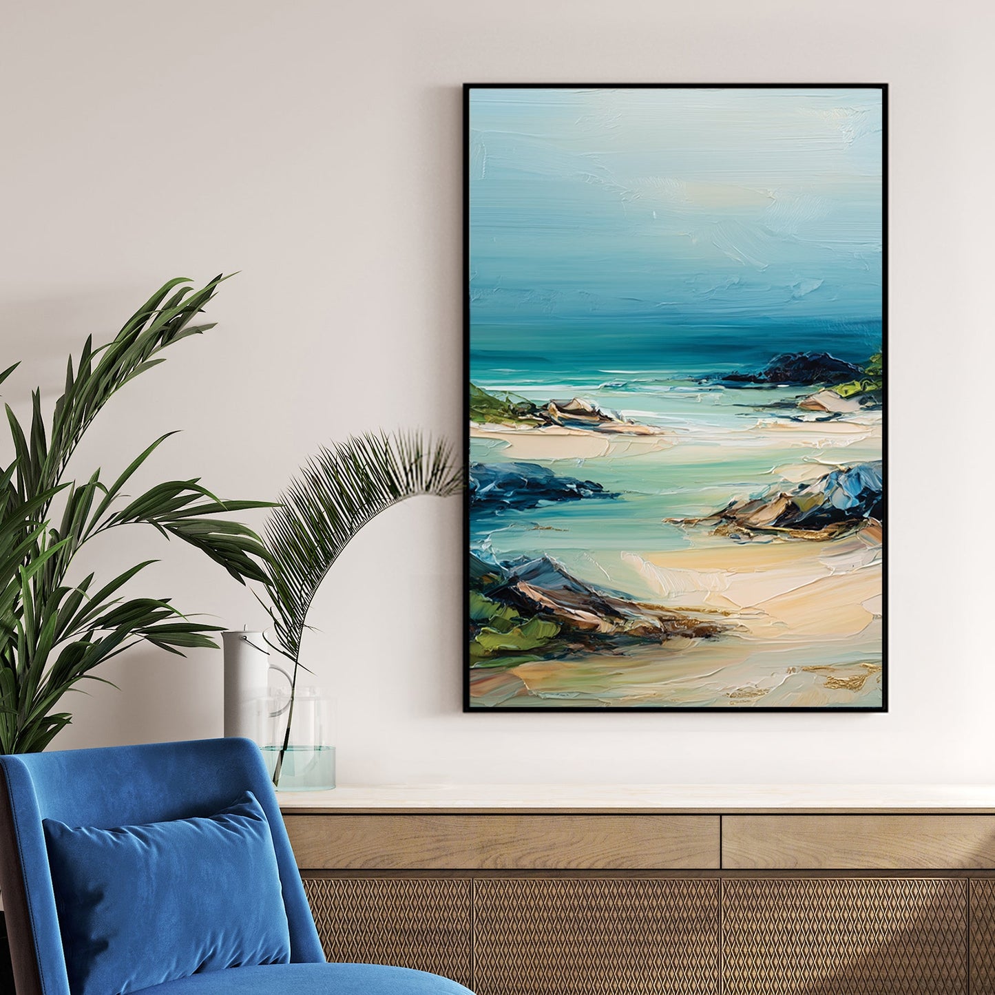 textured beach coast wall art painting
