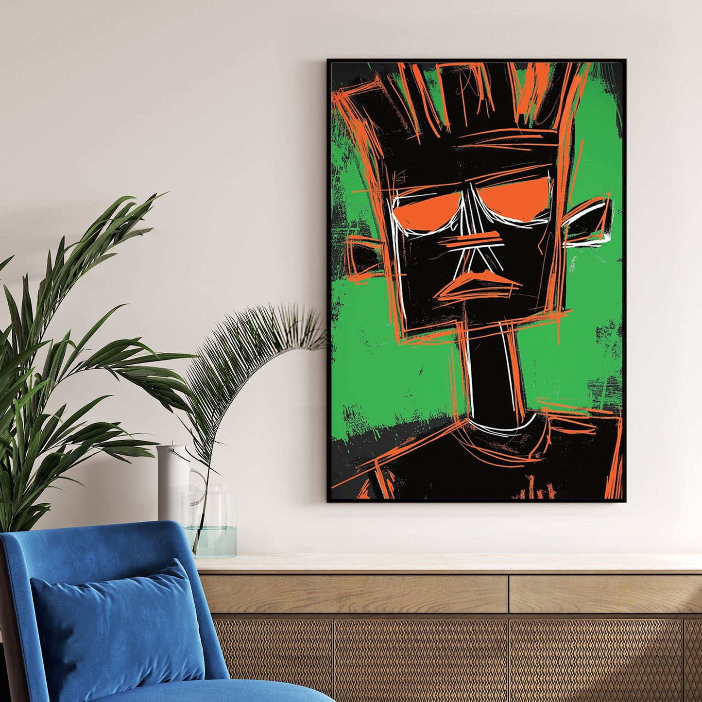 basquiat inspired abstract portrait wall art