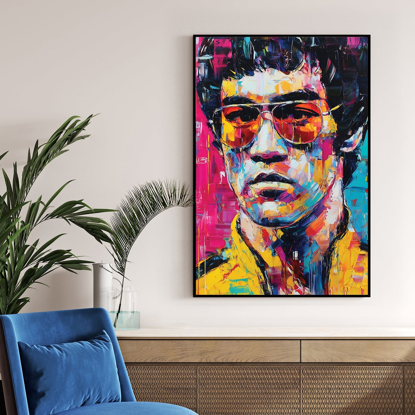 colourful bruce lee portrait wall art