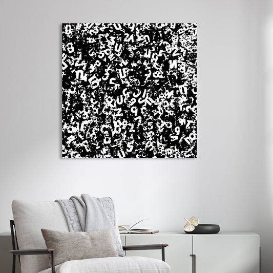 black and white abstract wall art with digital textures