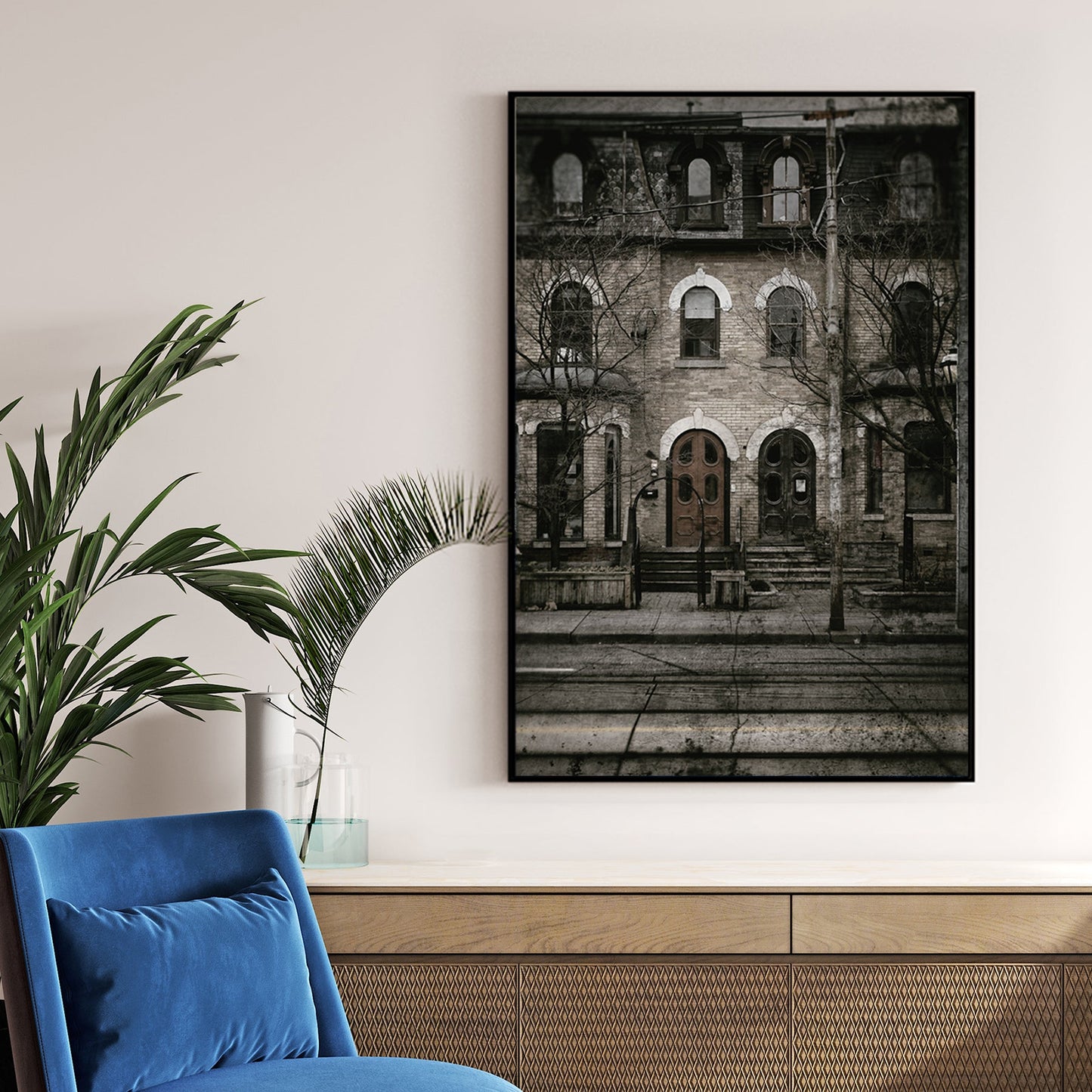 vintage Toronto townhouse street scene wall art
