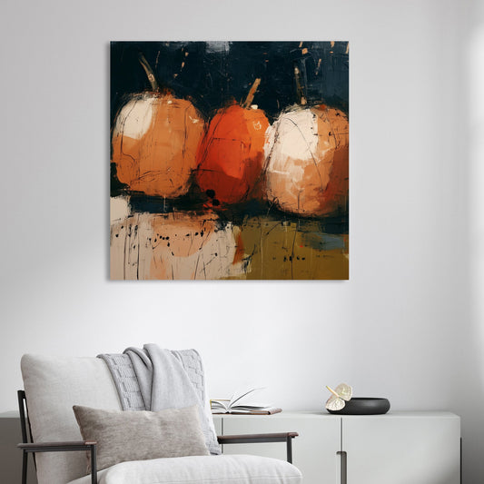 modern abstract pumpkin painting with fall colours