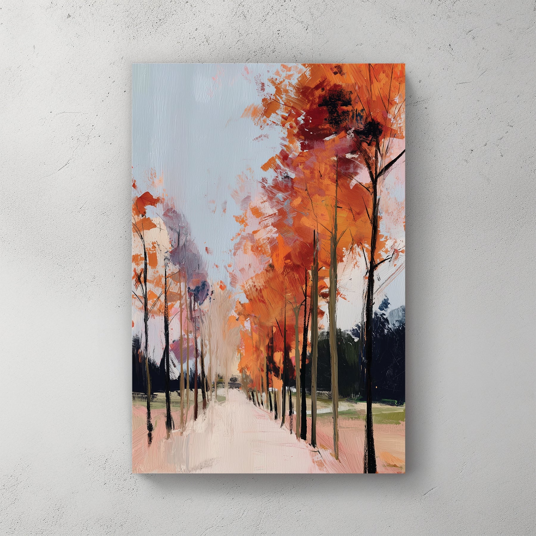 autumn path with red trees wall art impressionist fall painting