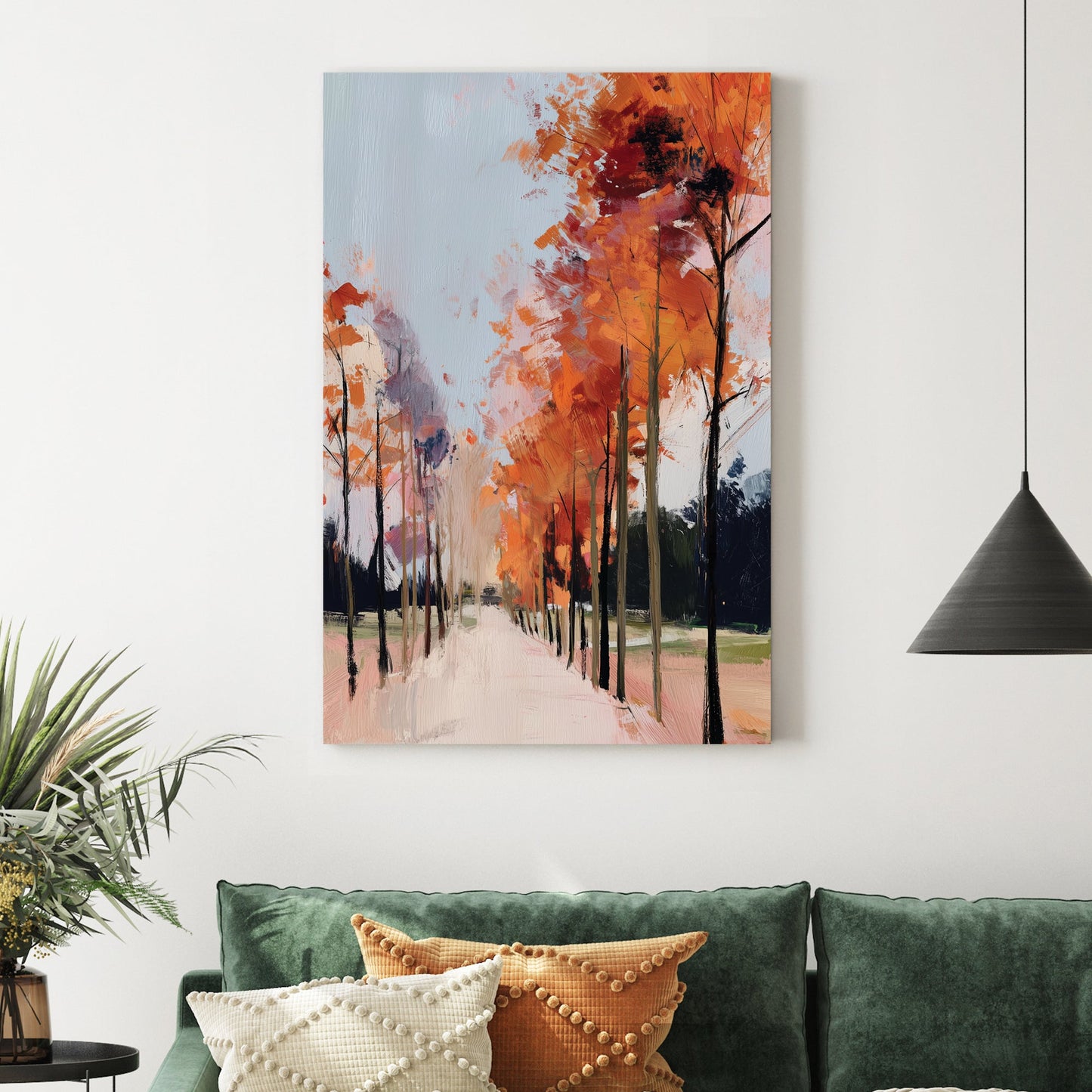autumn path with red trees wall art impressionist fall painting