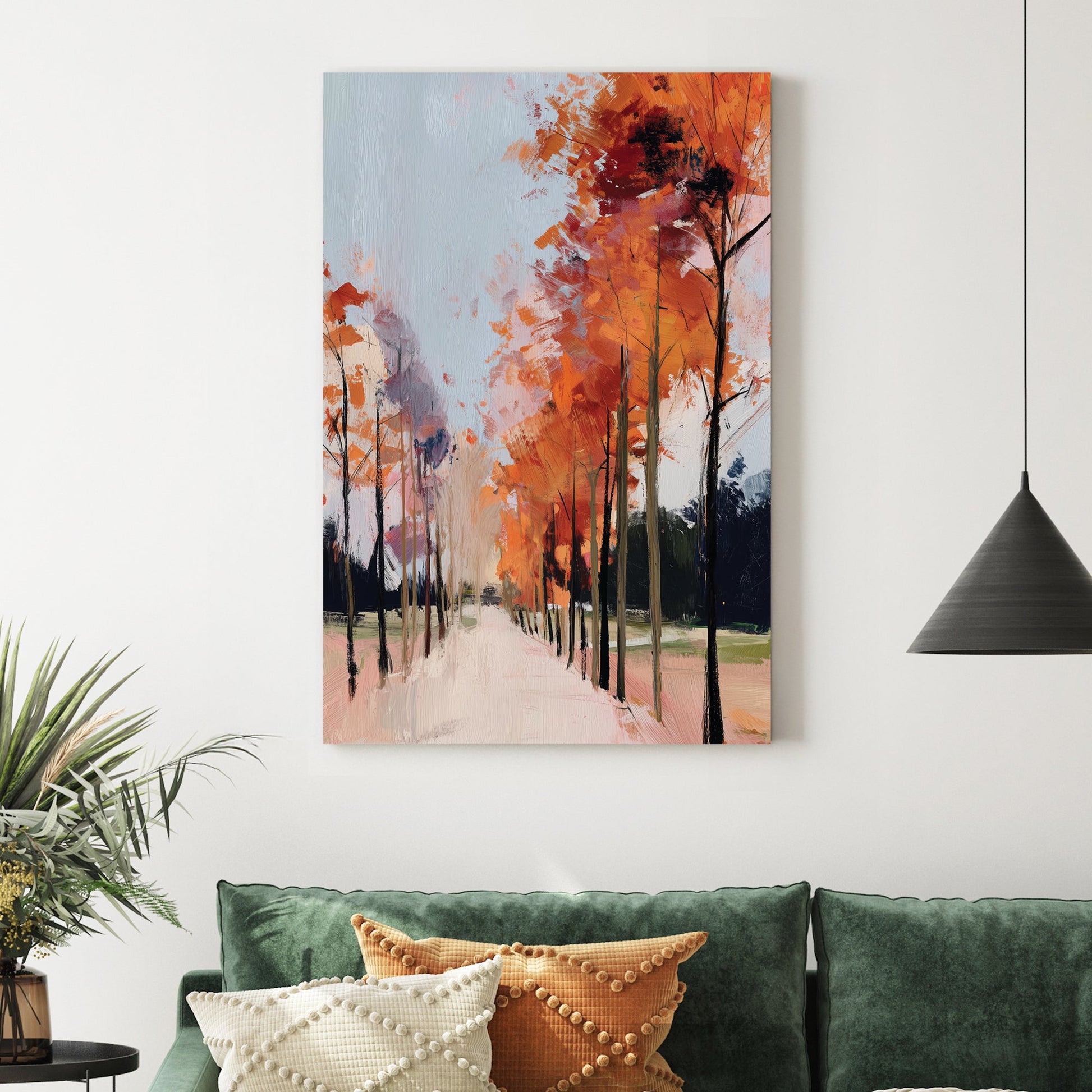 autumn path with red trees wall art impressionist fall painting