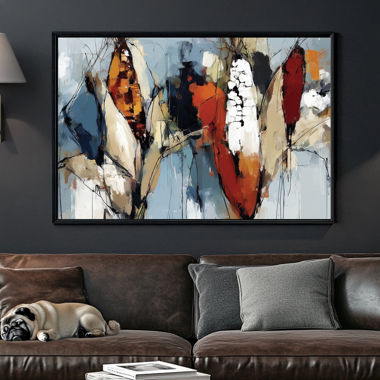 abstract corn harvest wall art in autumn tones