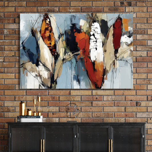 abstract corn harvest wall art in autumn tones