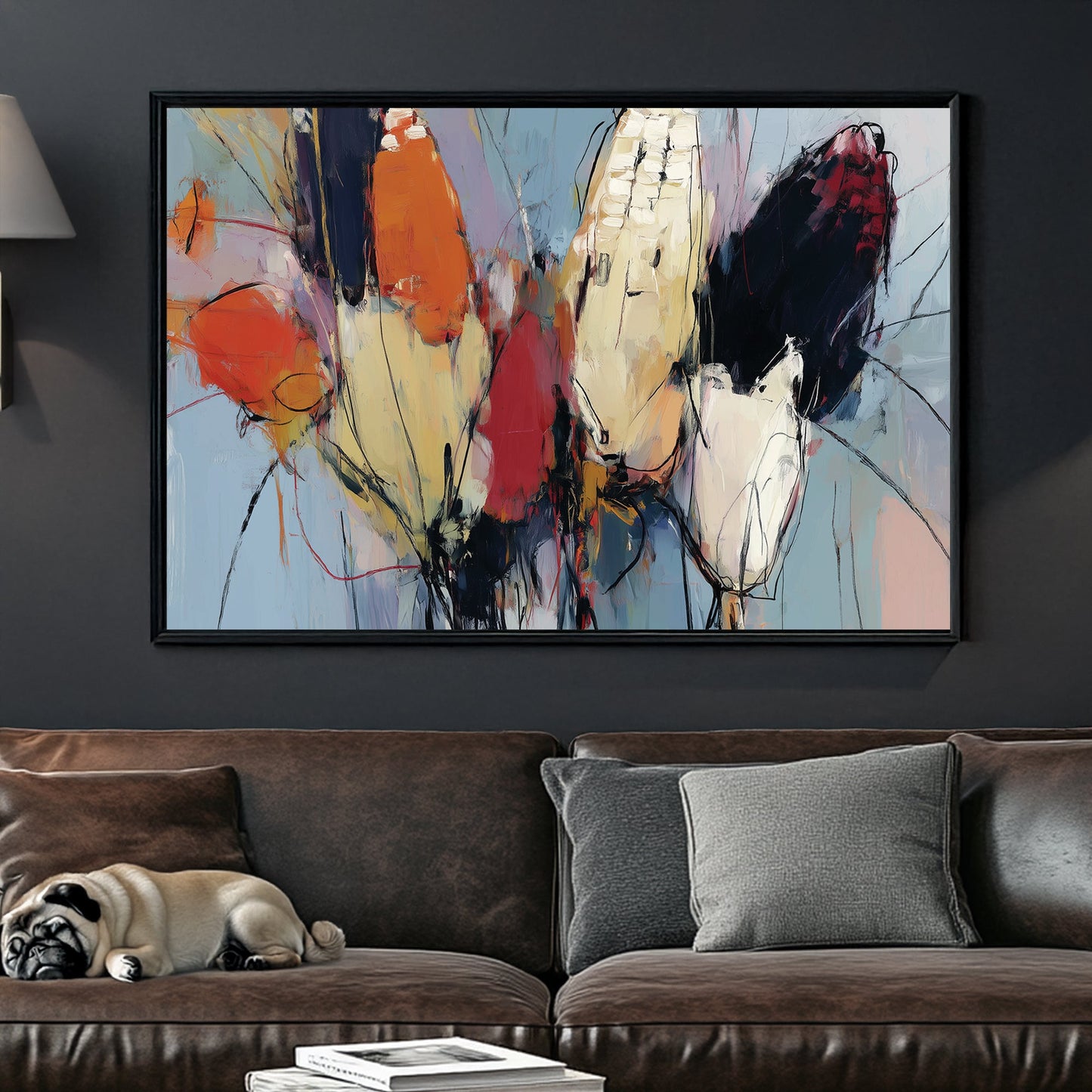 abstract painting of multi-coloured corn with fall colours