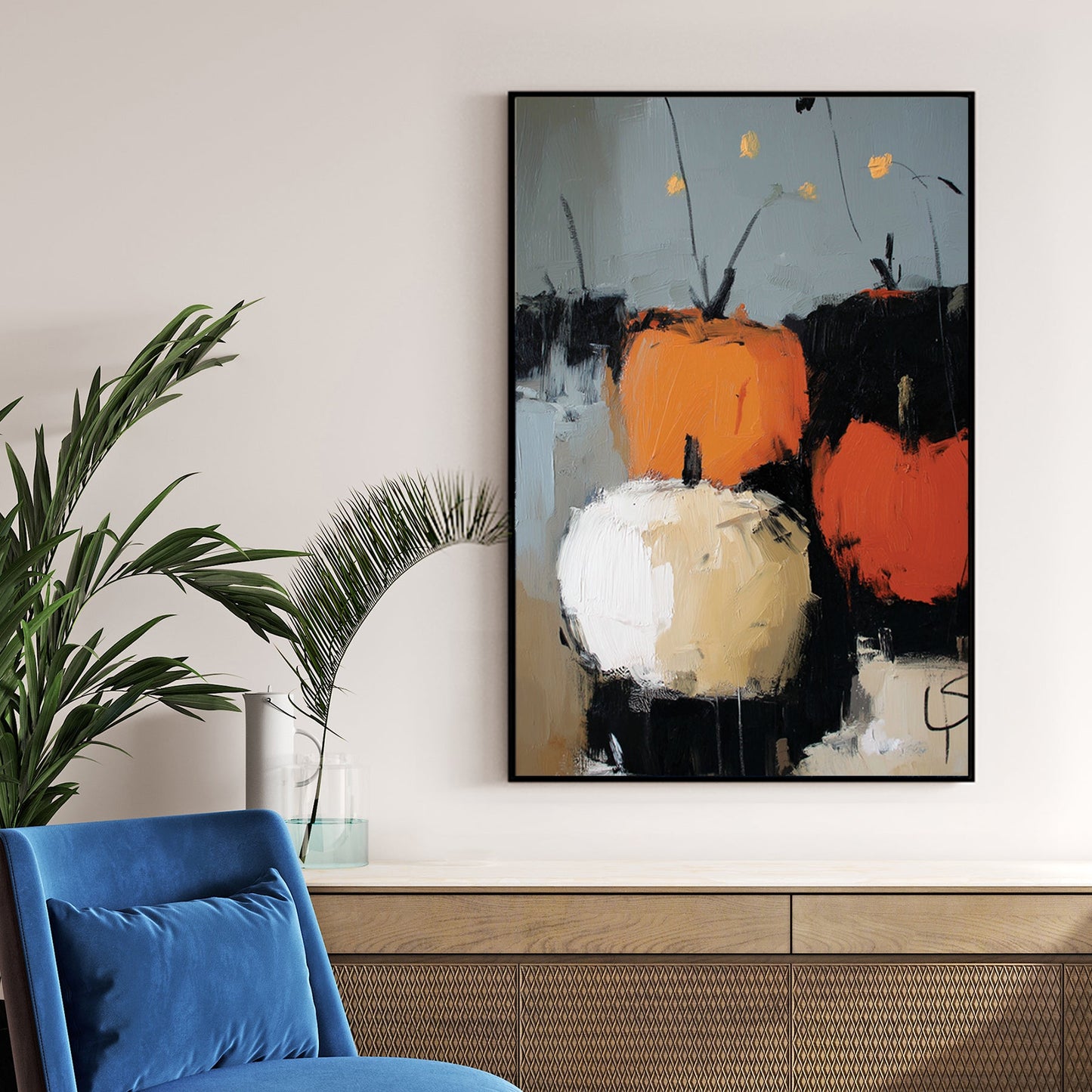 textured pumpkin abstract wall art