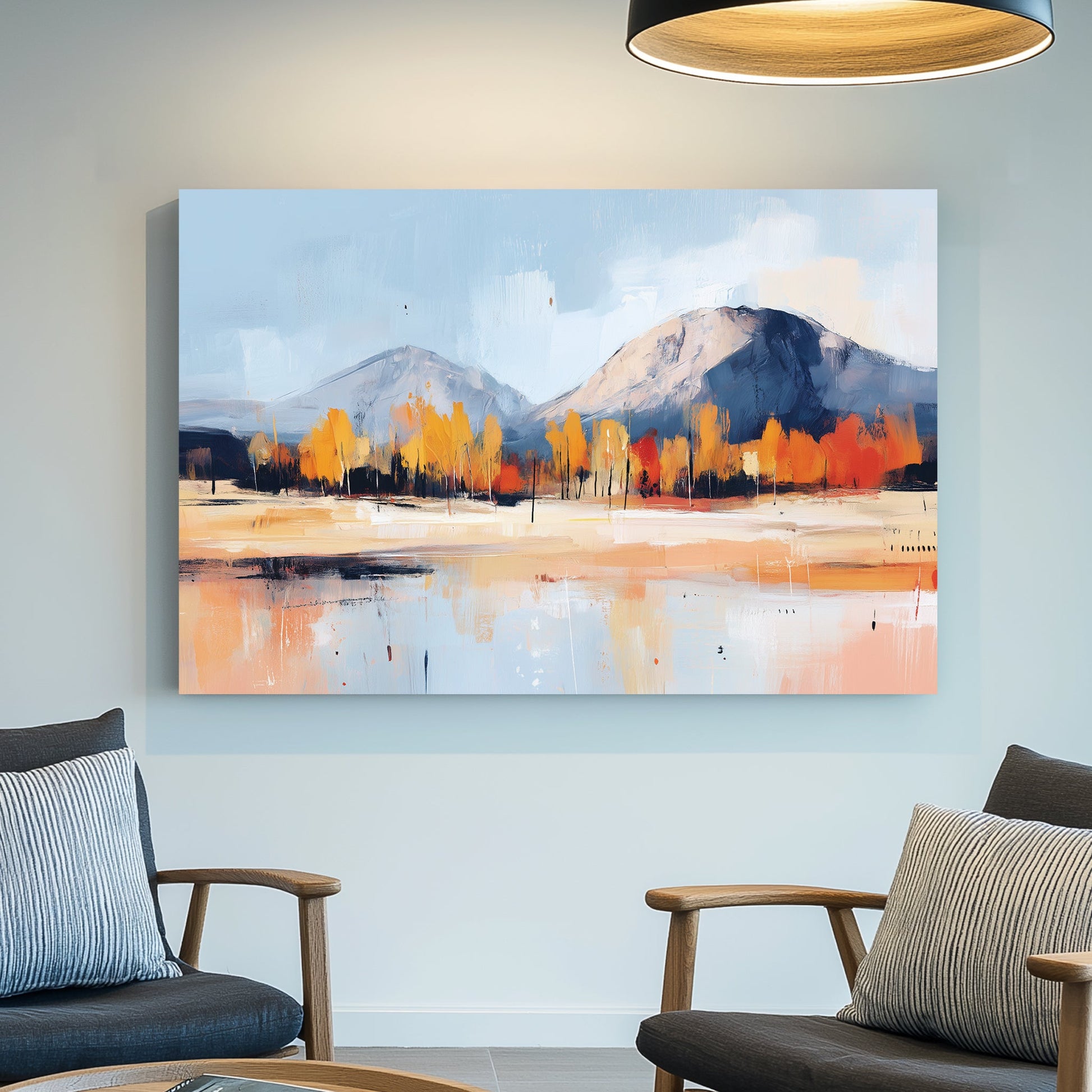 mountain autumn reflection wall art