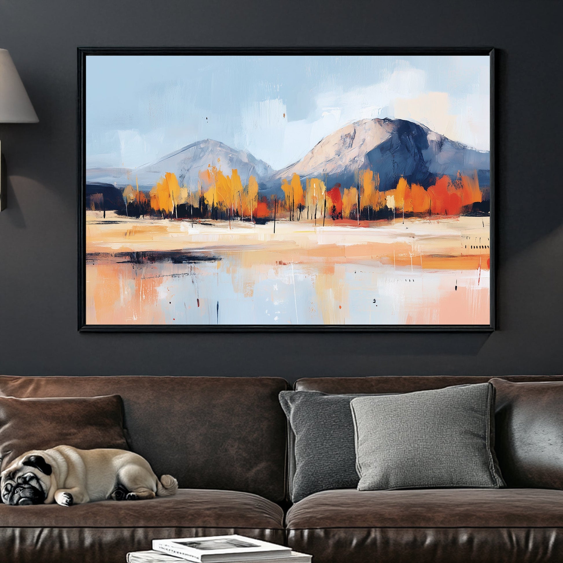 mountain autumn reflection wall art