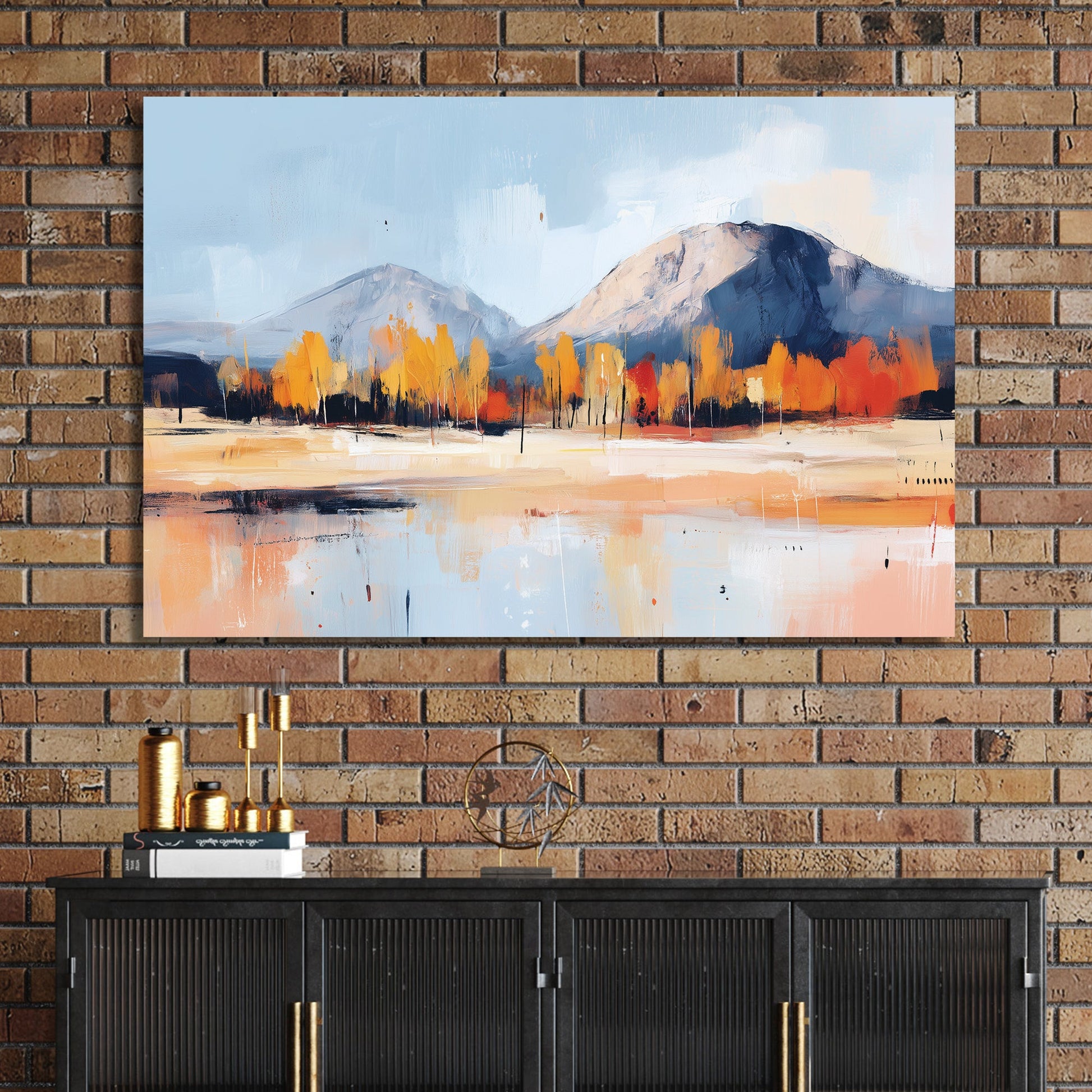mountain autumn reflection wall art