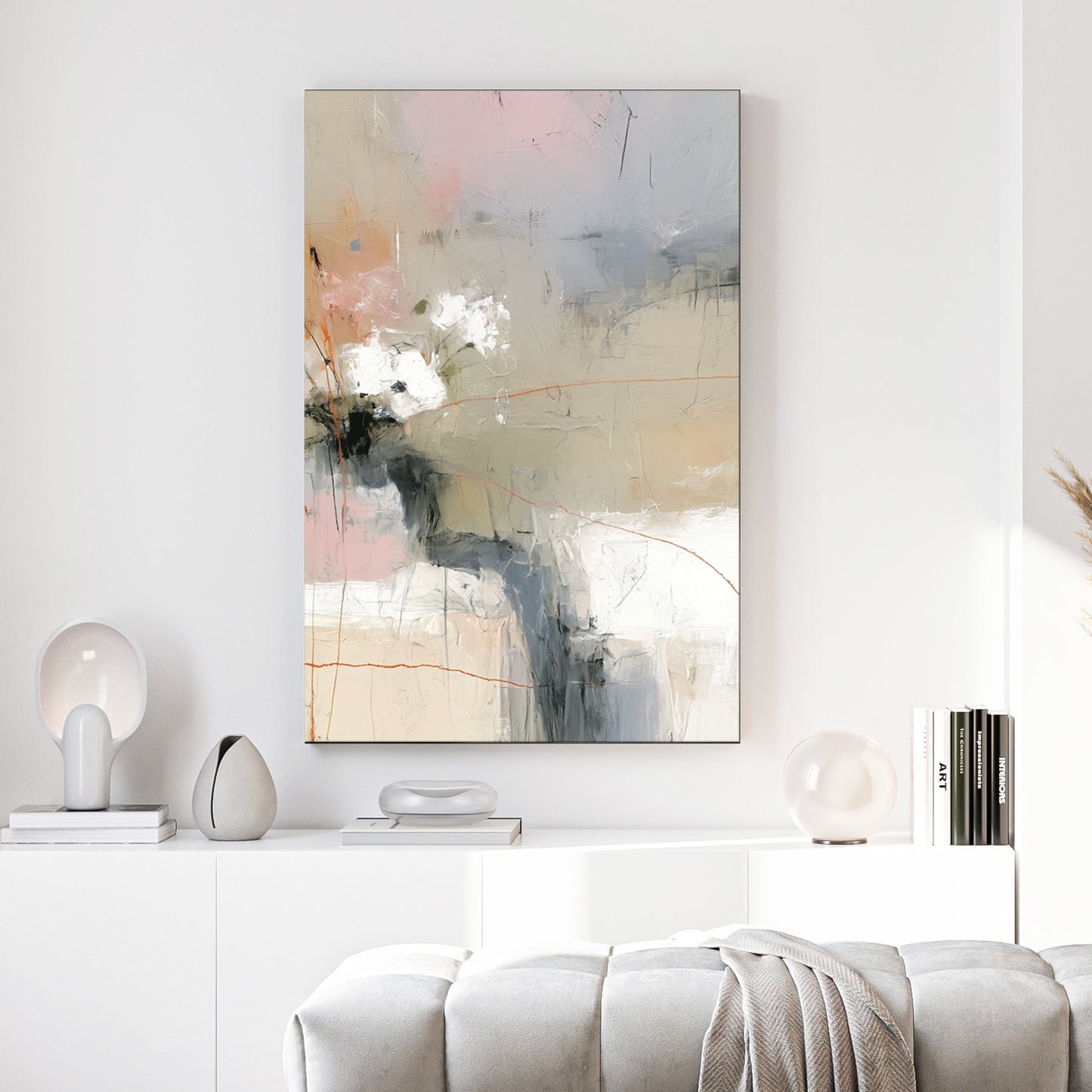 blush pink and grey abstract wall art