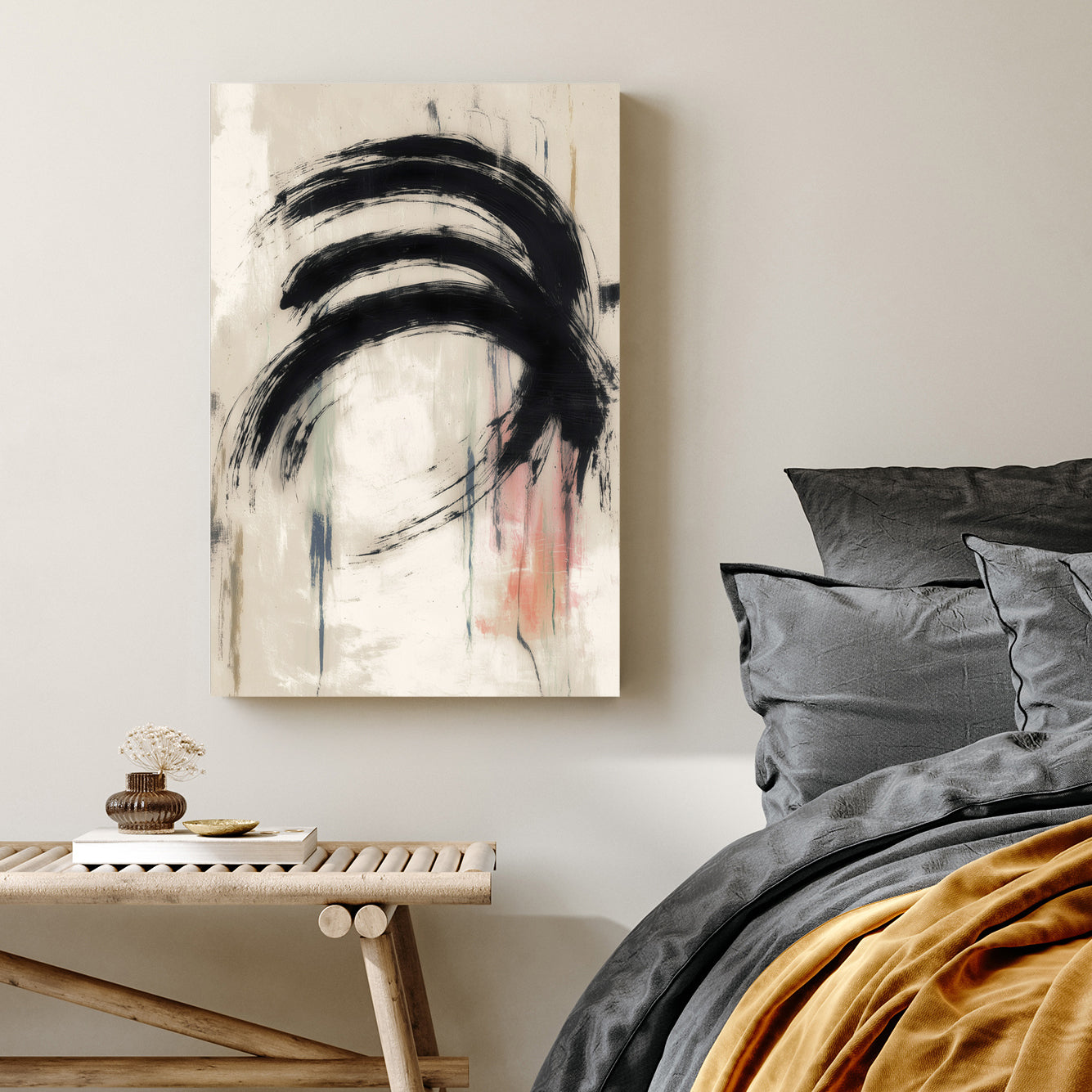 abstract arc brushstroke wall art