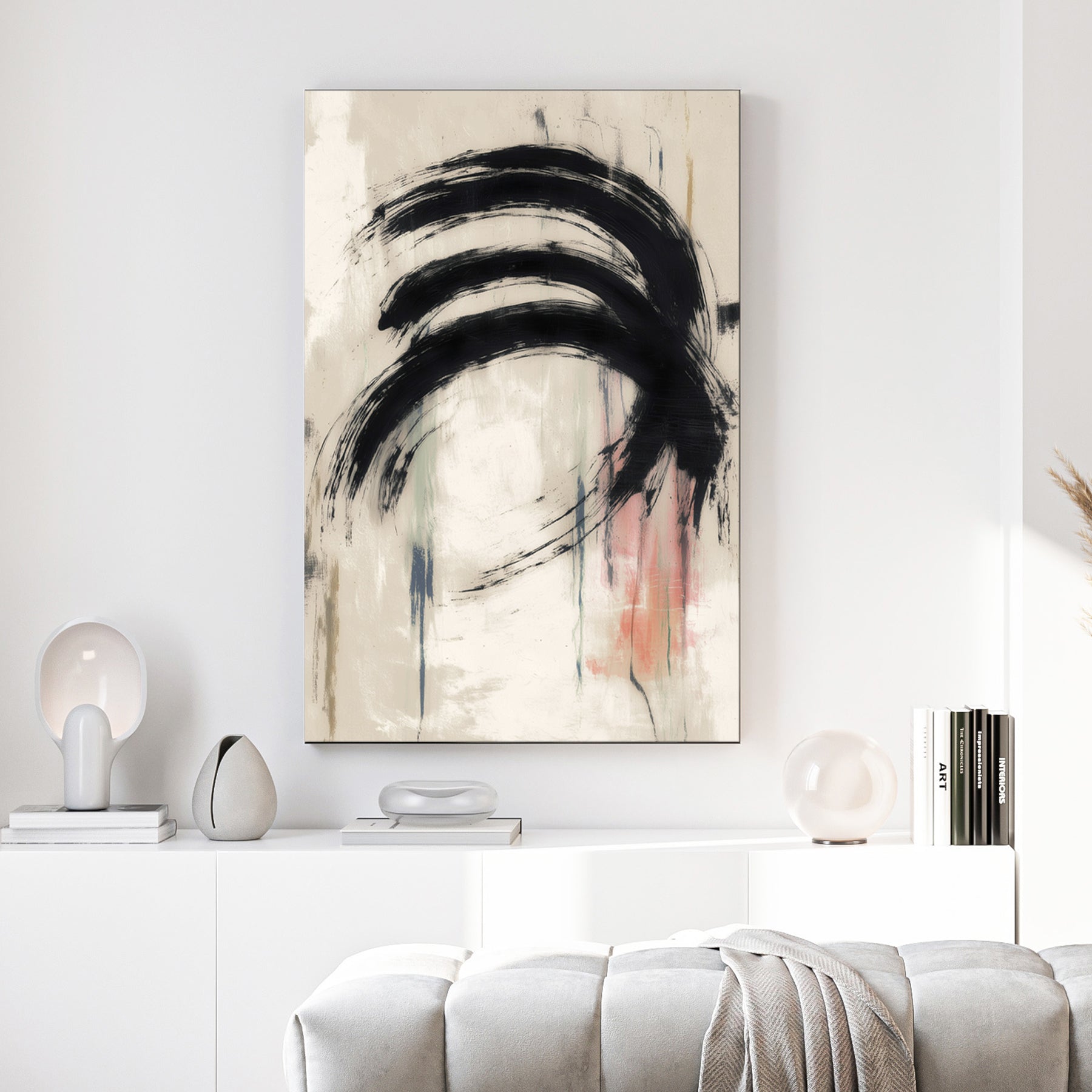 abstract arc brushstroke wall art