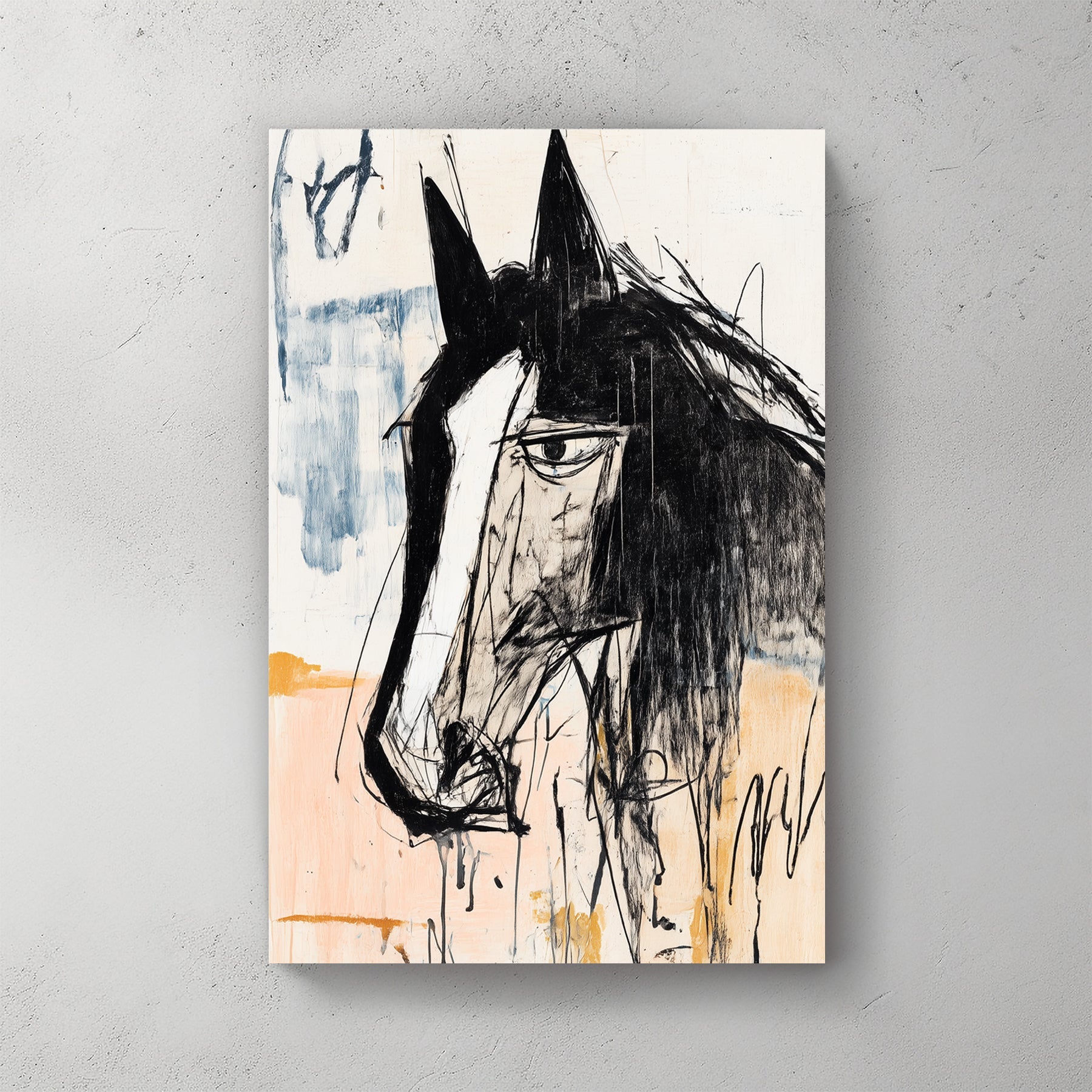 abstract expressive horse portrait wall art
