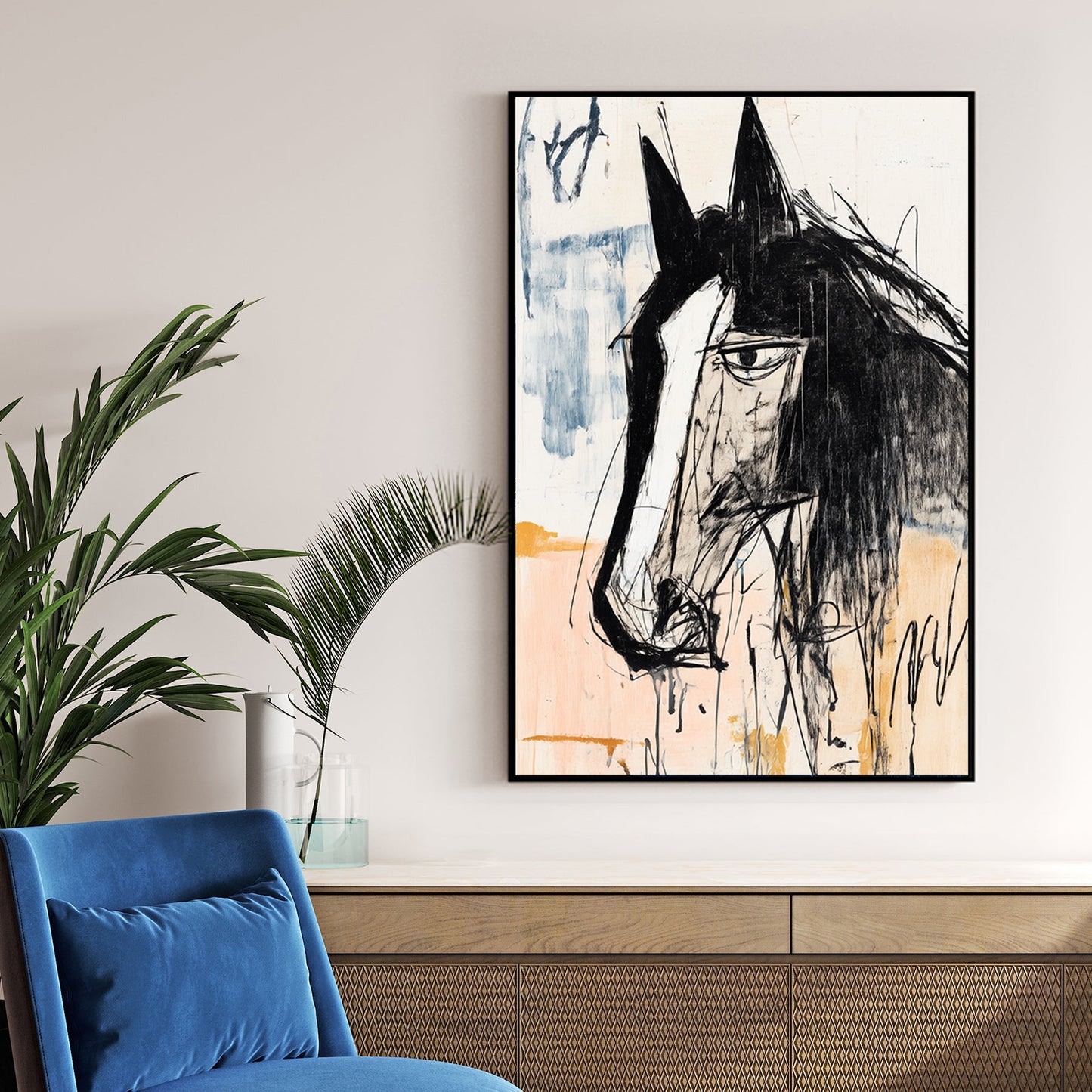 abstract expressive horse portrait wall art