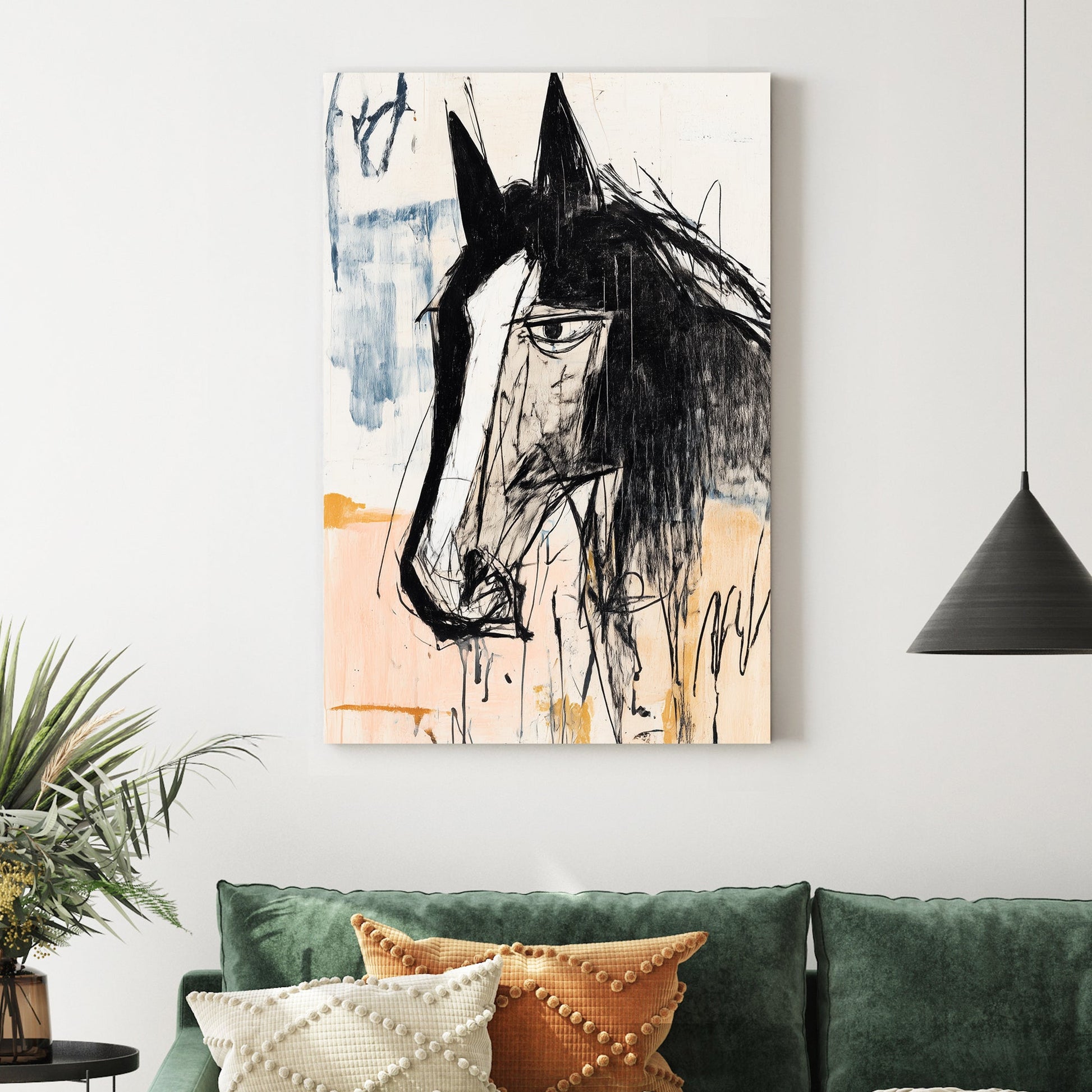 abstract expressive horse portrait wall art
