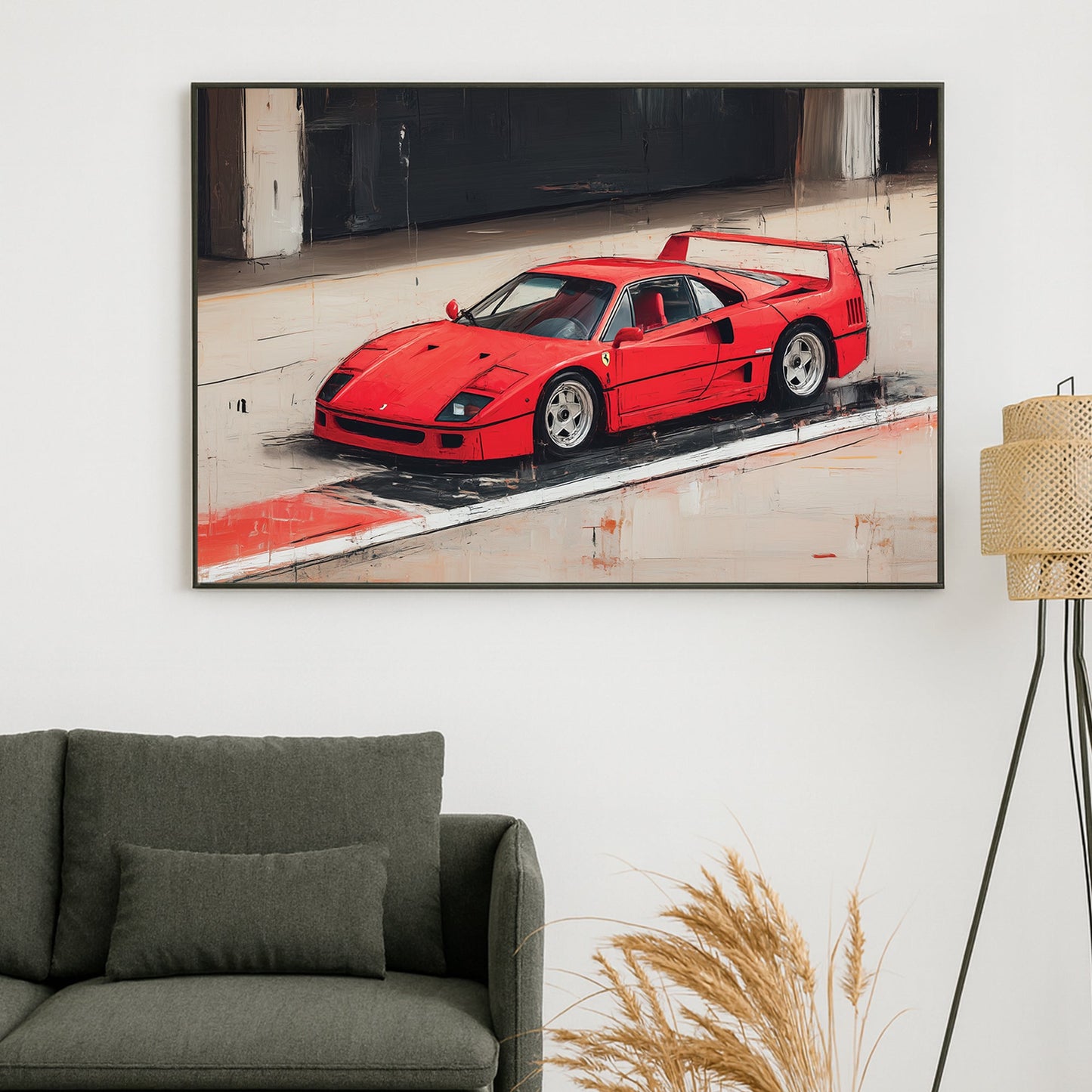 red ferrari f40 wall art canvas print