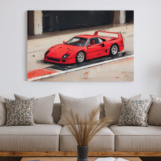 red ferrari f40 wall art canvas print