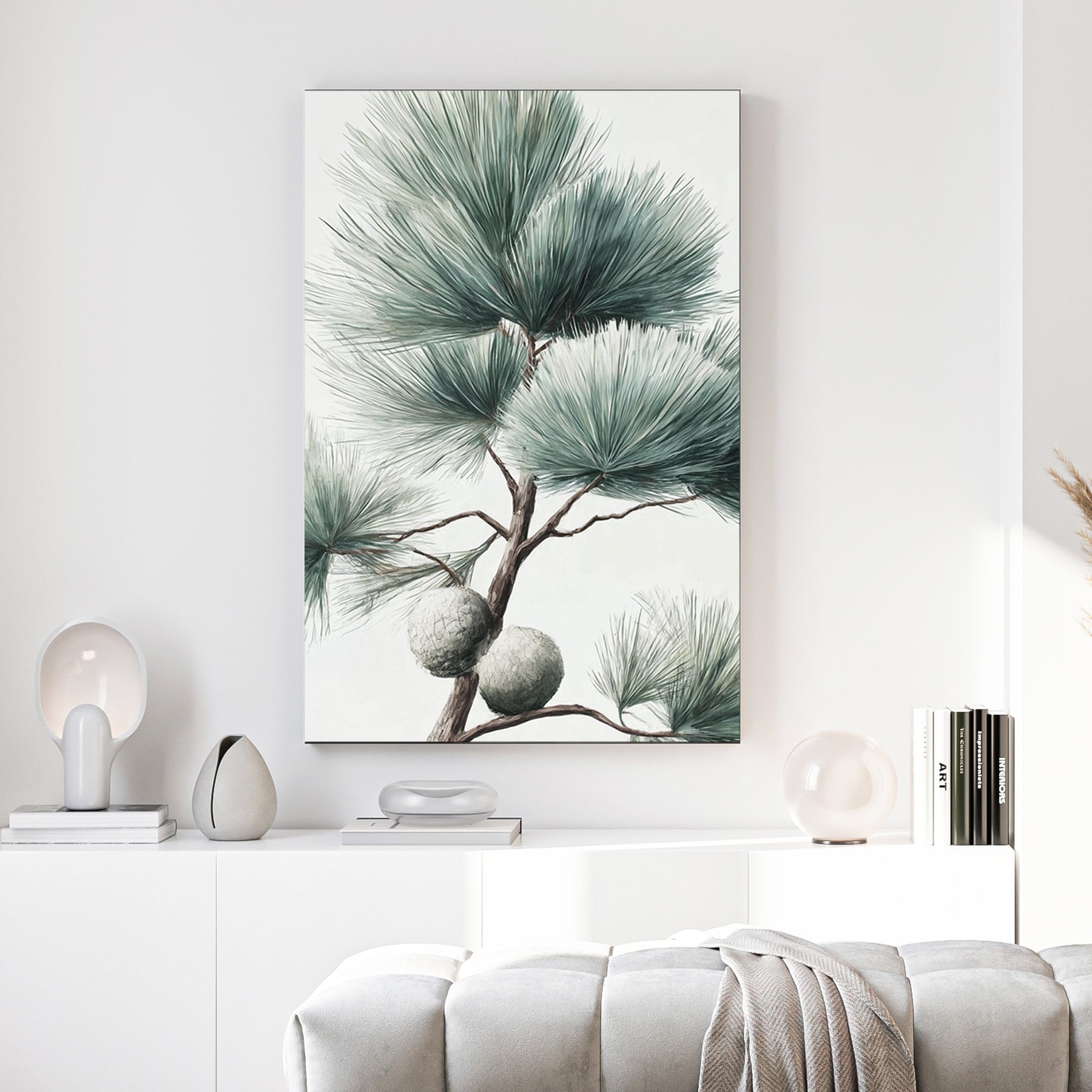 botanical pine branch minimalist wall art print