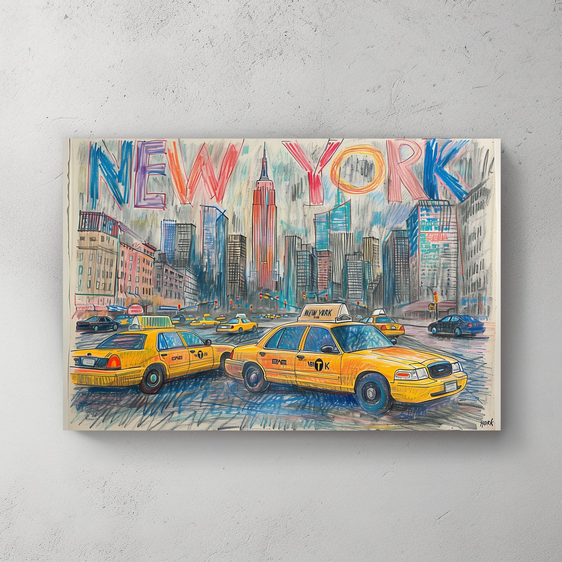 Yellow Taxi #334 Canvas Wall Art & Metal Prints