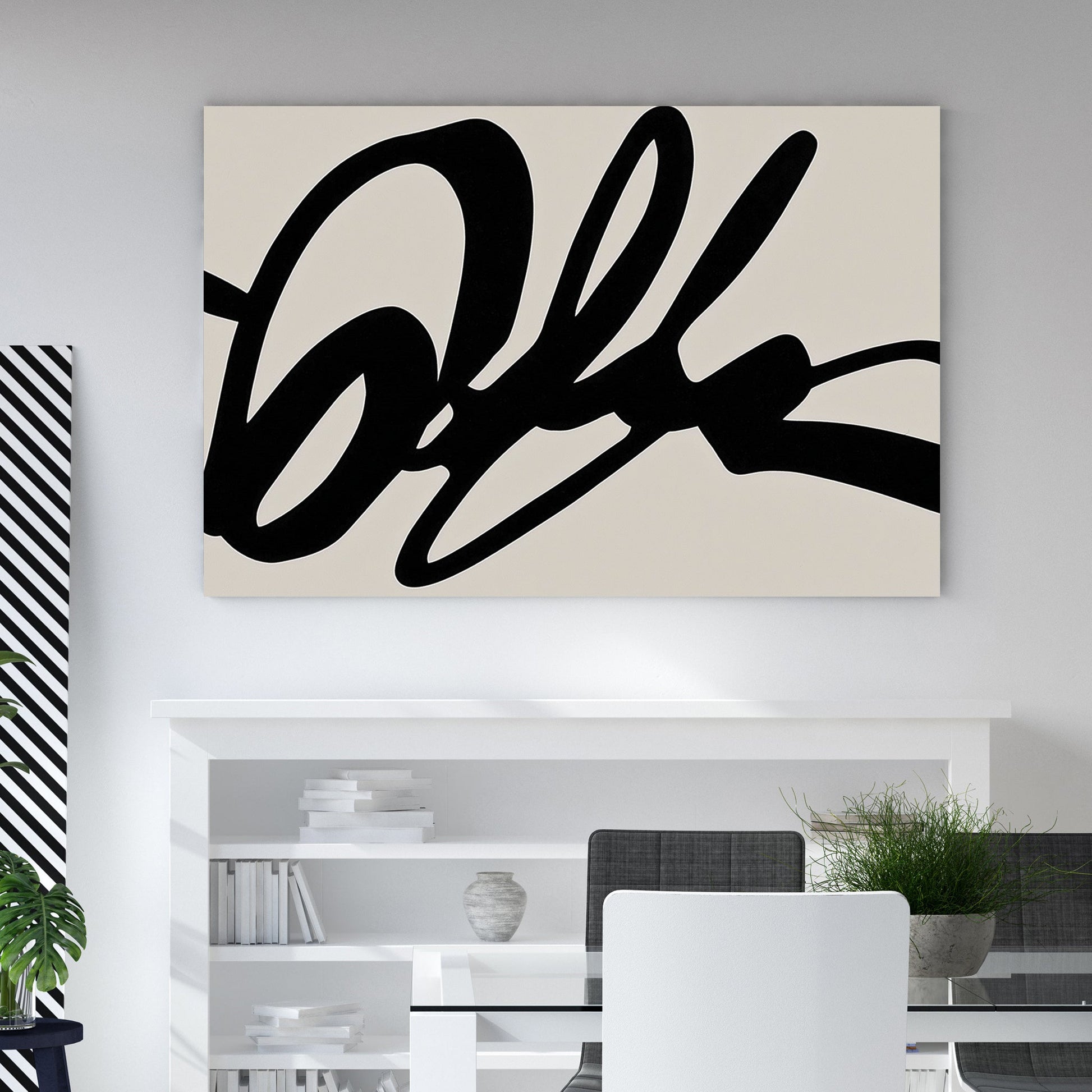 bold abstract black line minimalist wall art print
