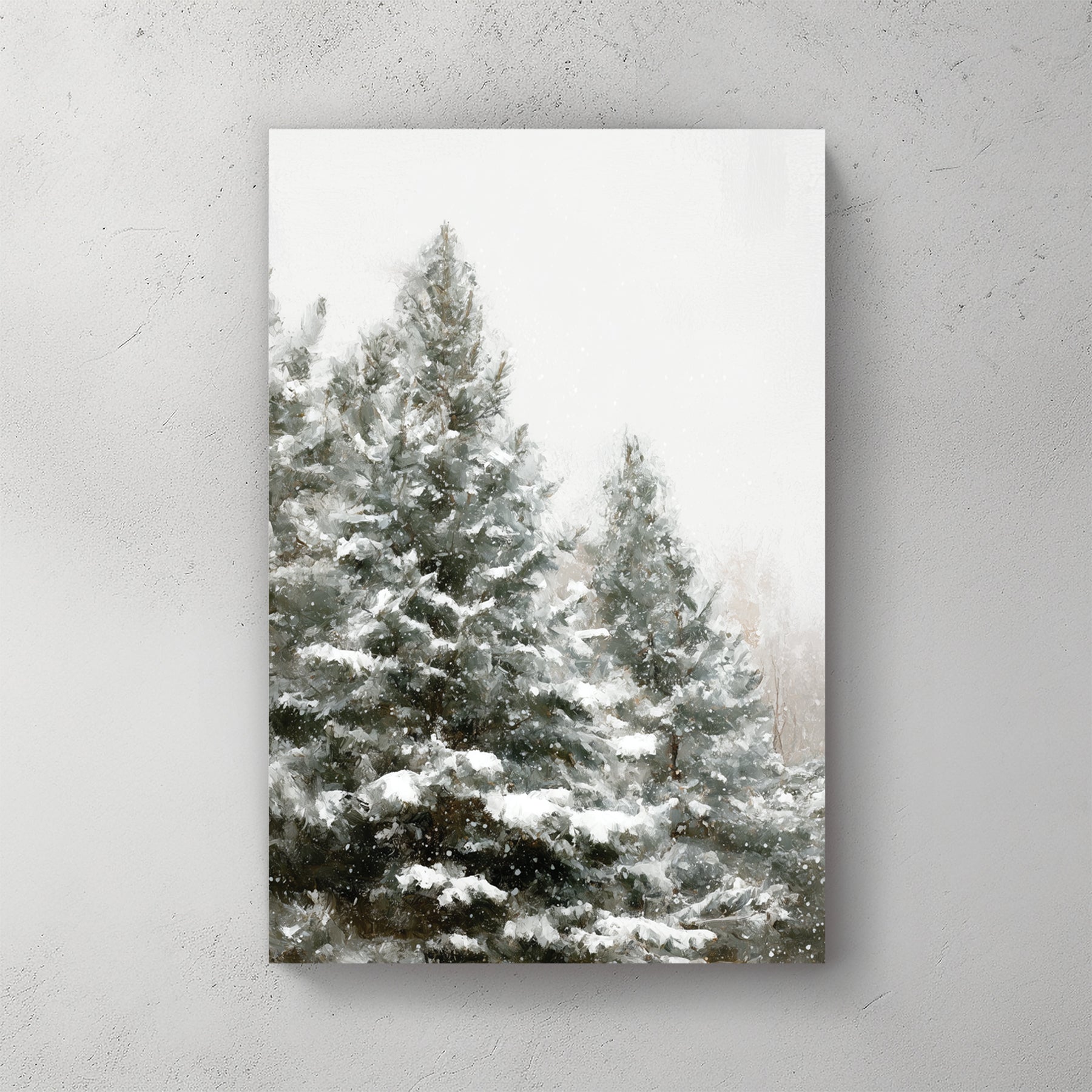 snowy pine trees winter wall art print