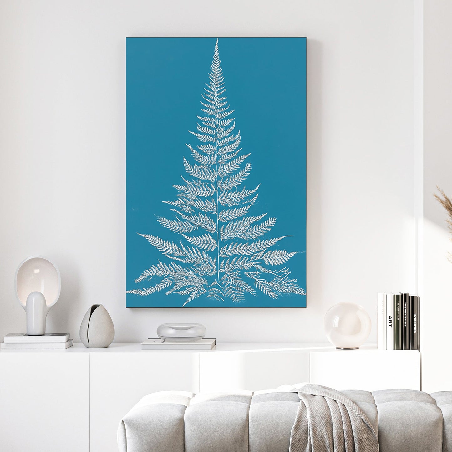 minimalist botanical Christmas tree teal wall art print