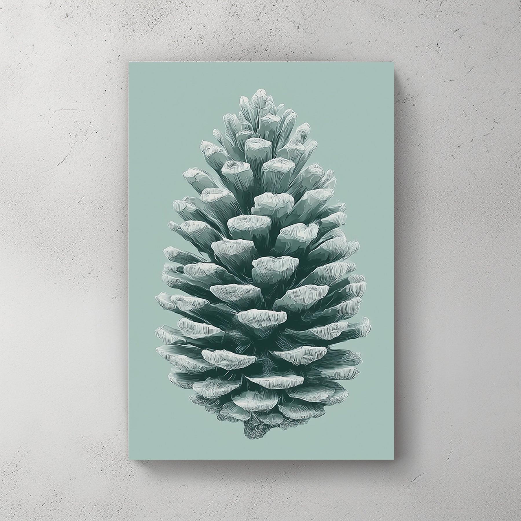 minimalist frosted pinecone winter wall art print