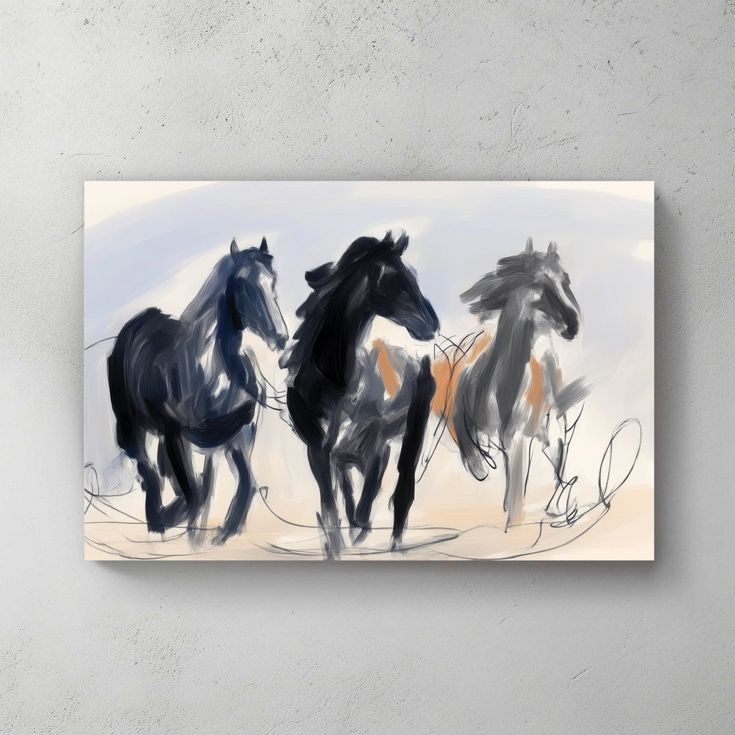 abstract horse running wall art illustration
